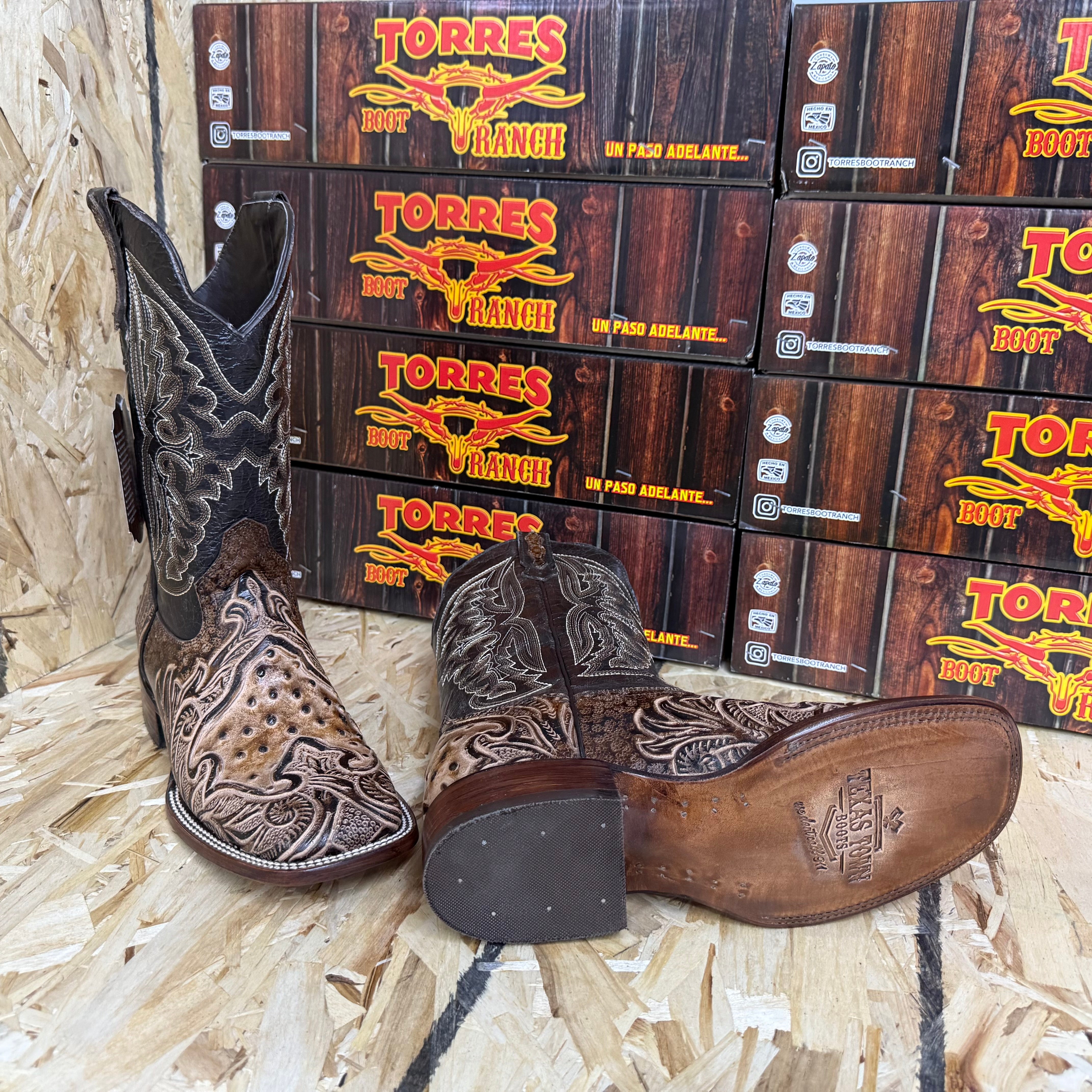 Print Ostrich Middle/Hand-tooled