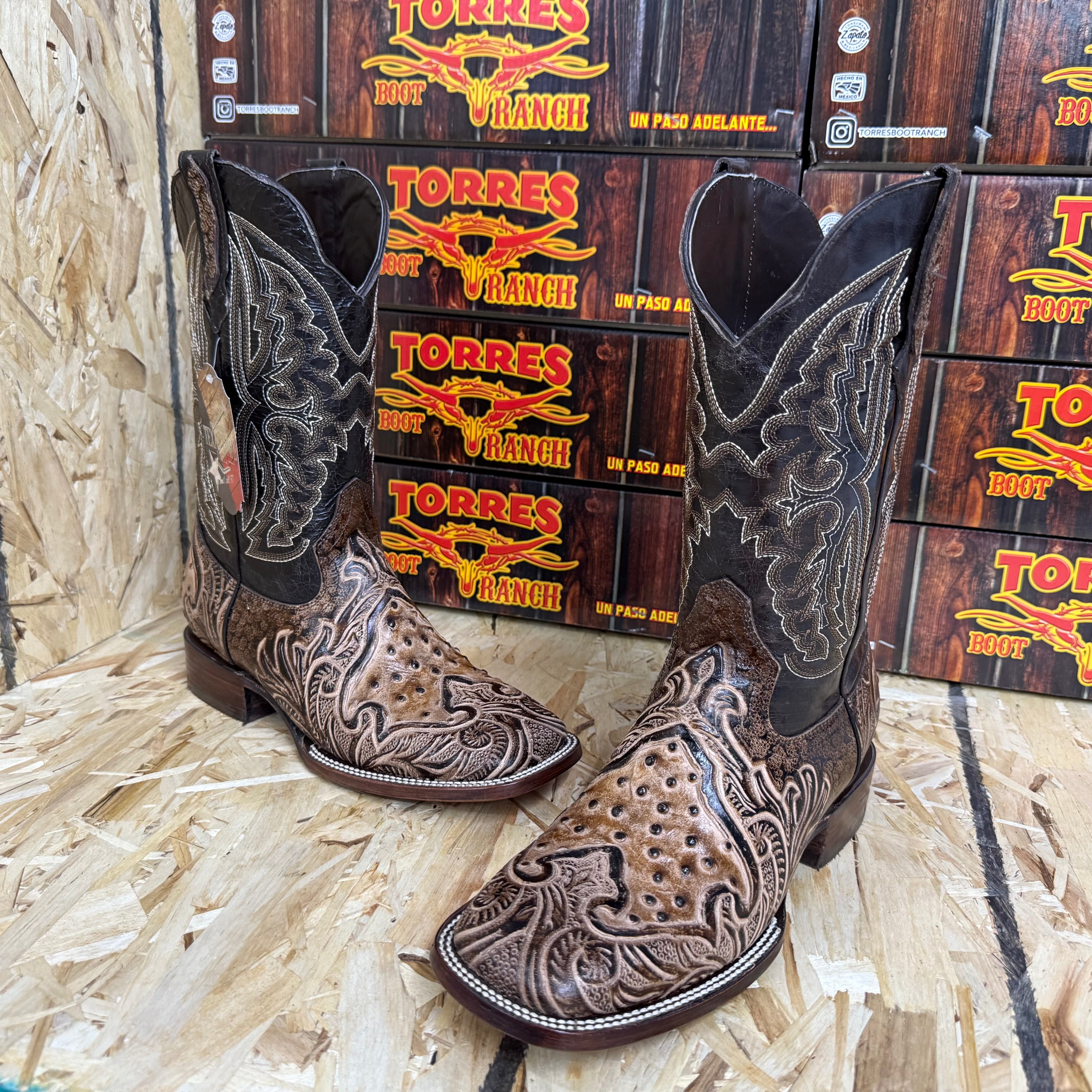 Print Ostrich Middle/Hand-tooled