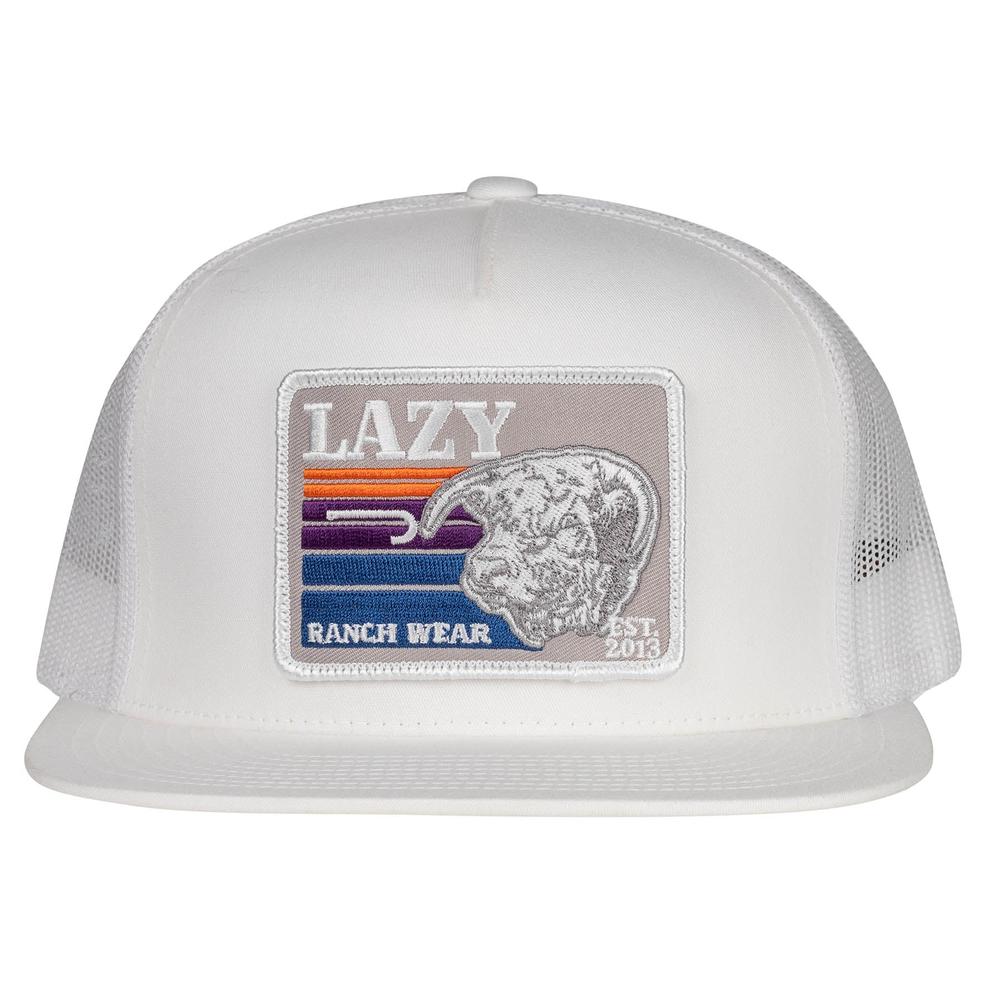 Lazy J Ranch White Silver Grey Sunset Cap