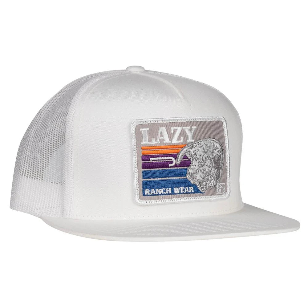 Lazy J Ranch White Silver Grey Sunset Cap