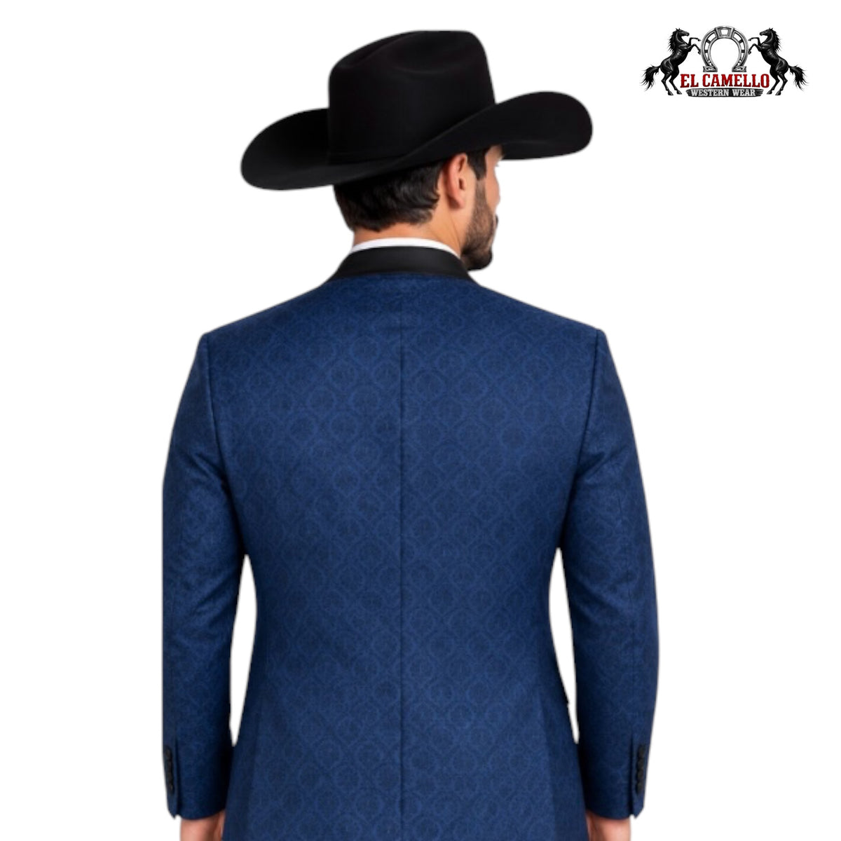 Platini Men’s Navy Blue Jacquard Western Blazer – BLV11324