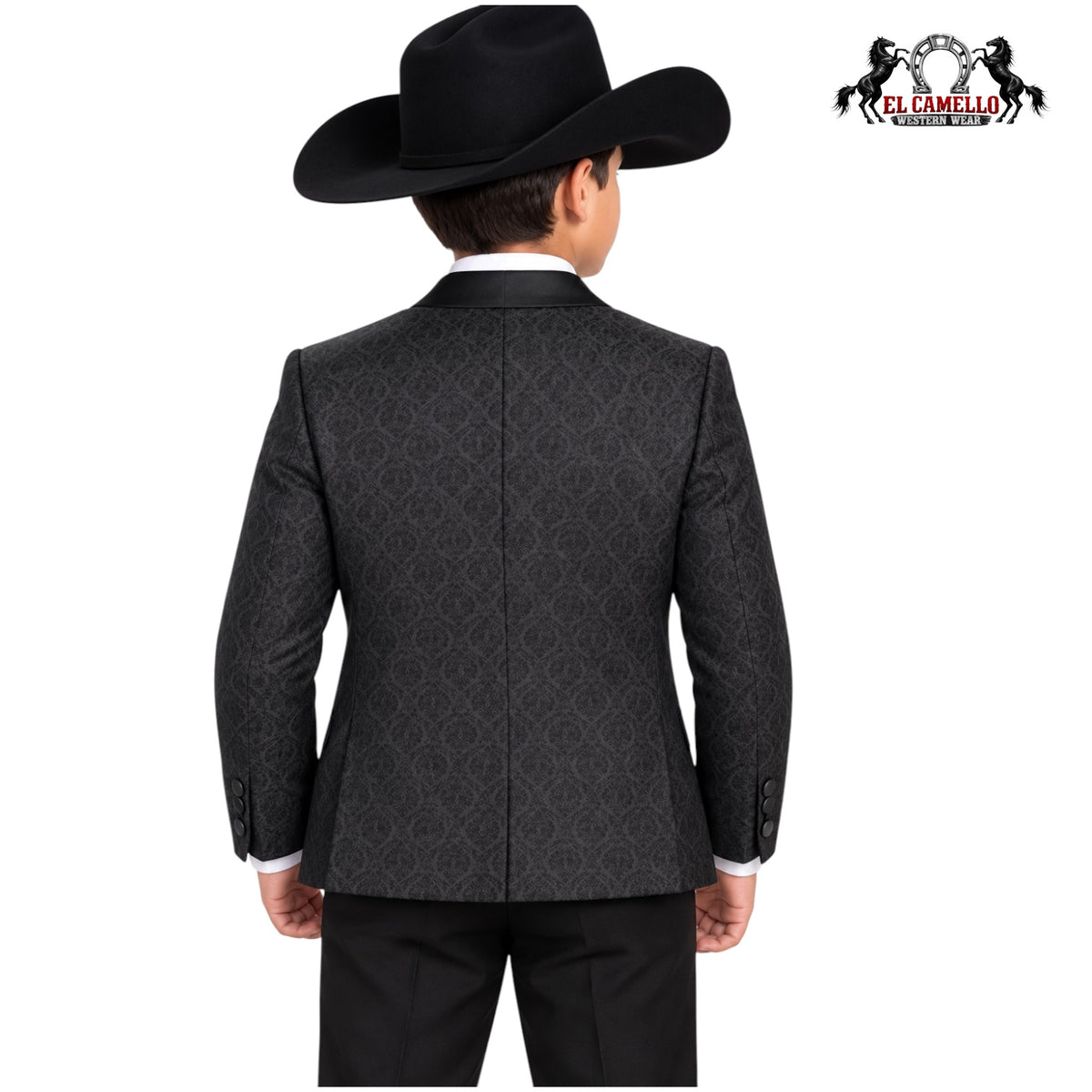 Platini Boys’ Black Jacquard Western Blazer – BLK11321