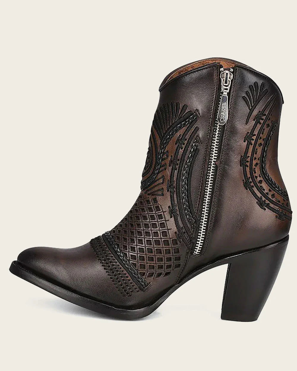 Artisan Embroidered Leather Ankle Booties CU635