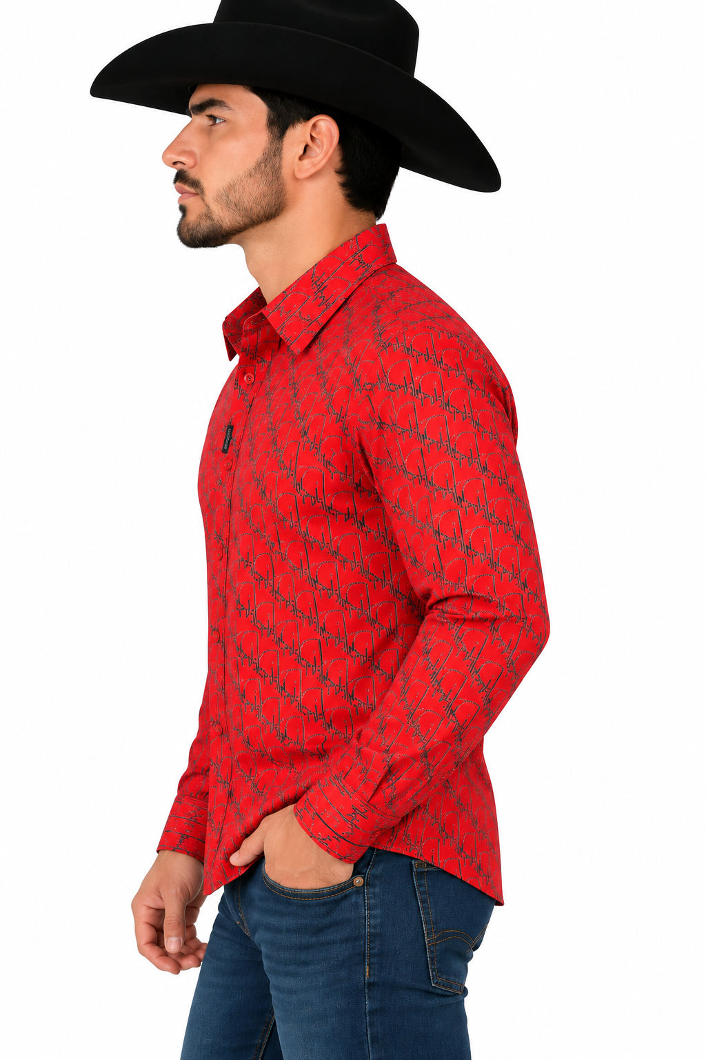 CHUXX Men’s Red Patterned Long Sleeve Shirt FL-3517