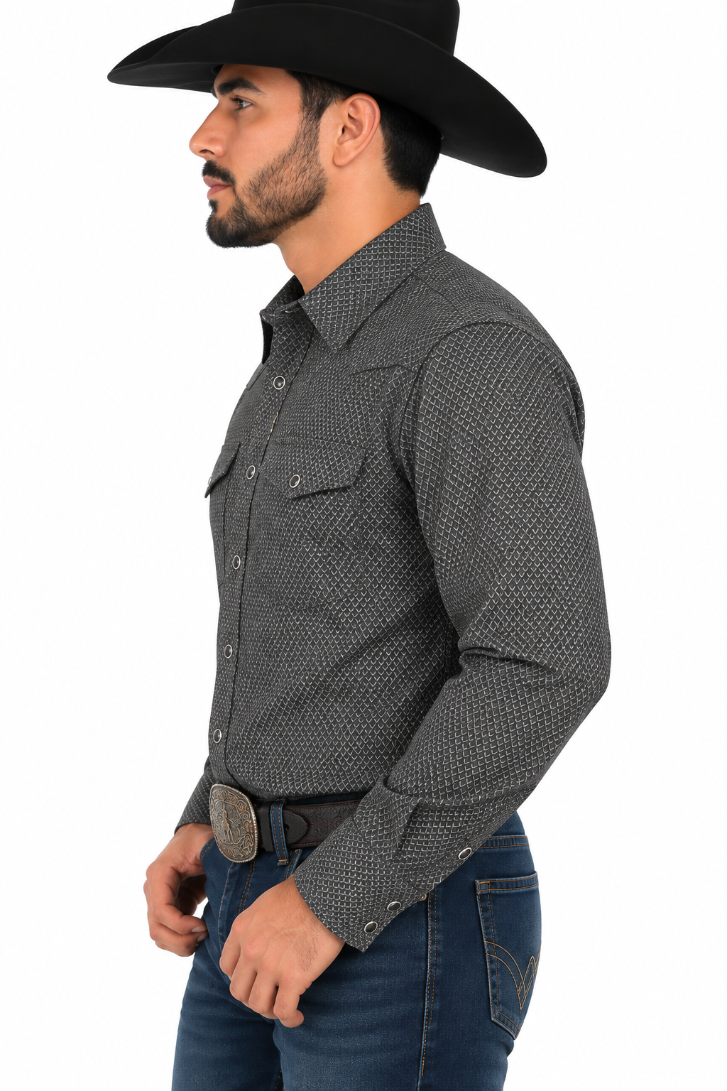 CHUXX Charcoal Micro-Pattern Western Shirt SWP-162