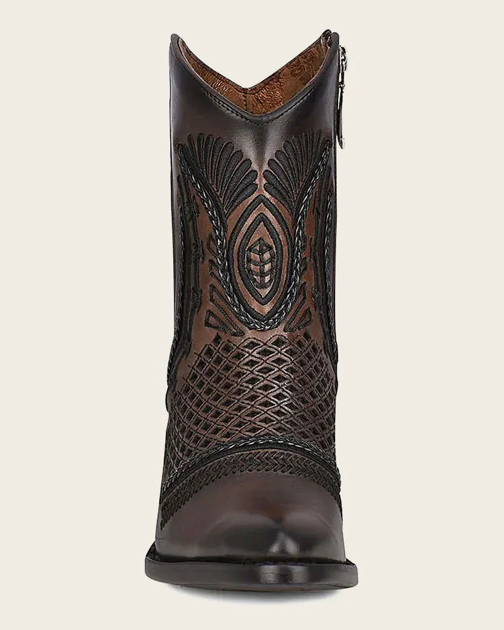 Artisan Embroidered Leather Ankle Booties CU635