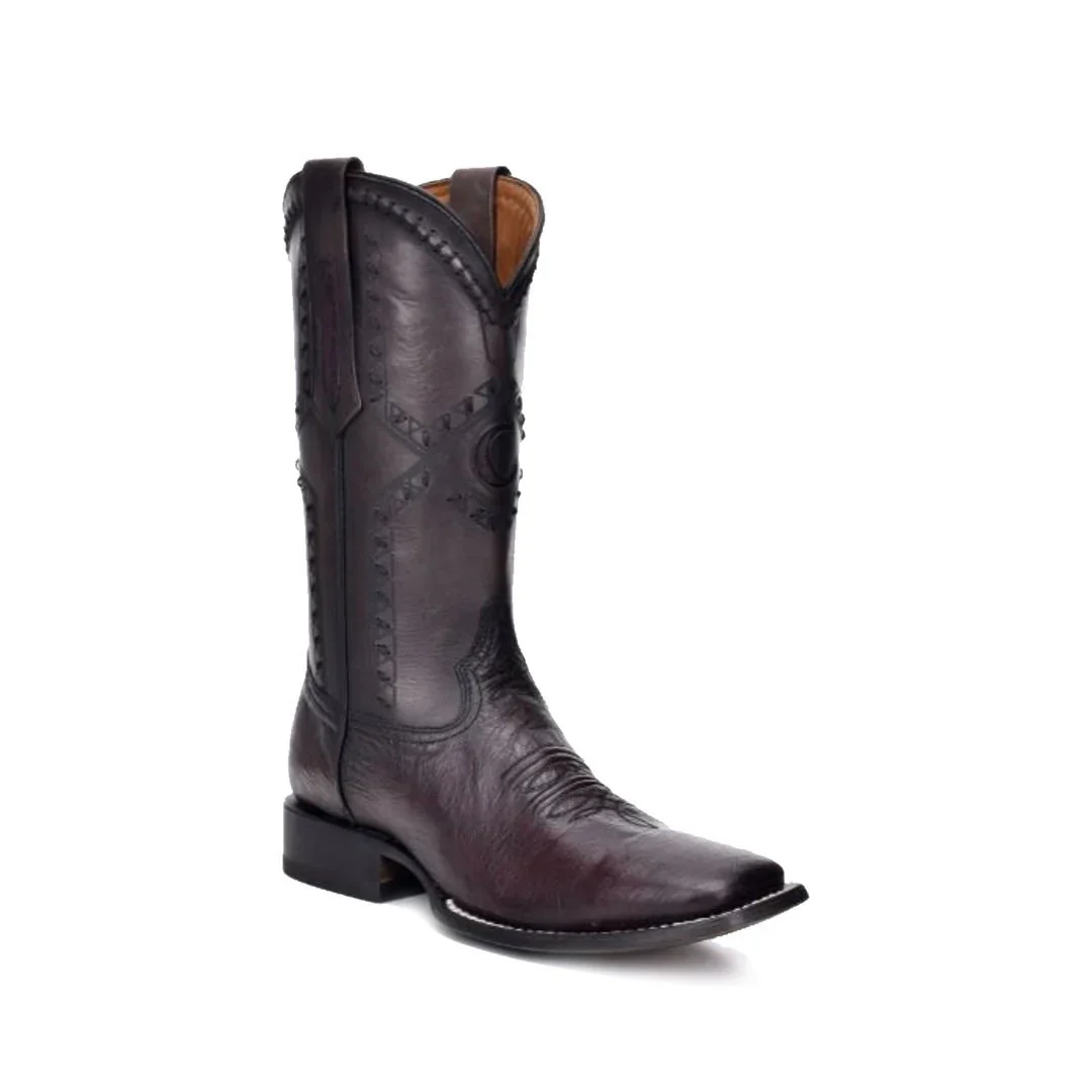 Cuadra Men’s Ostrich Leather Western Boots – Brown Exotic Square Toe Cowboy Boots CU784