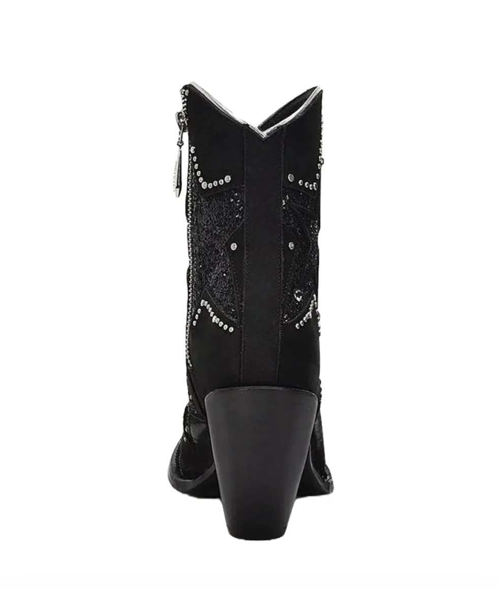 CUADRA LADIES STINGRAY ZIPPER & STUDS BLACK ROUND TOE BOOTIES CU760