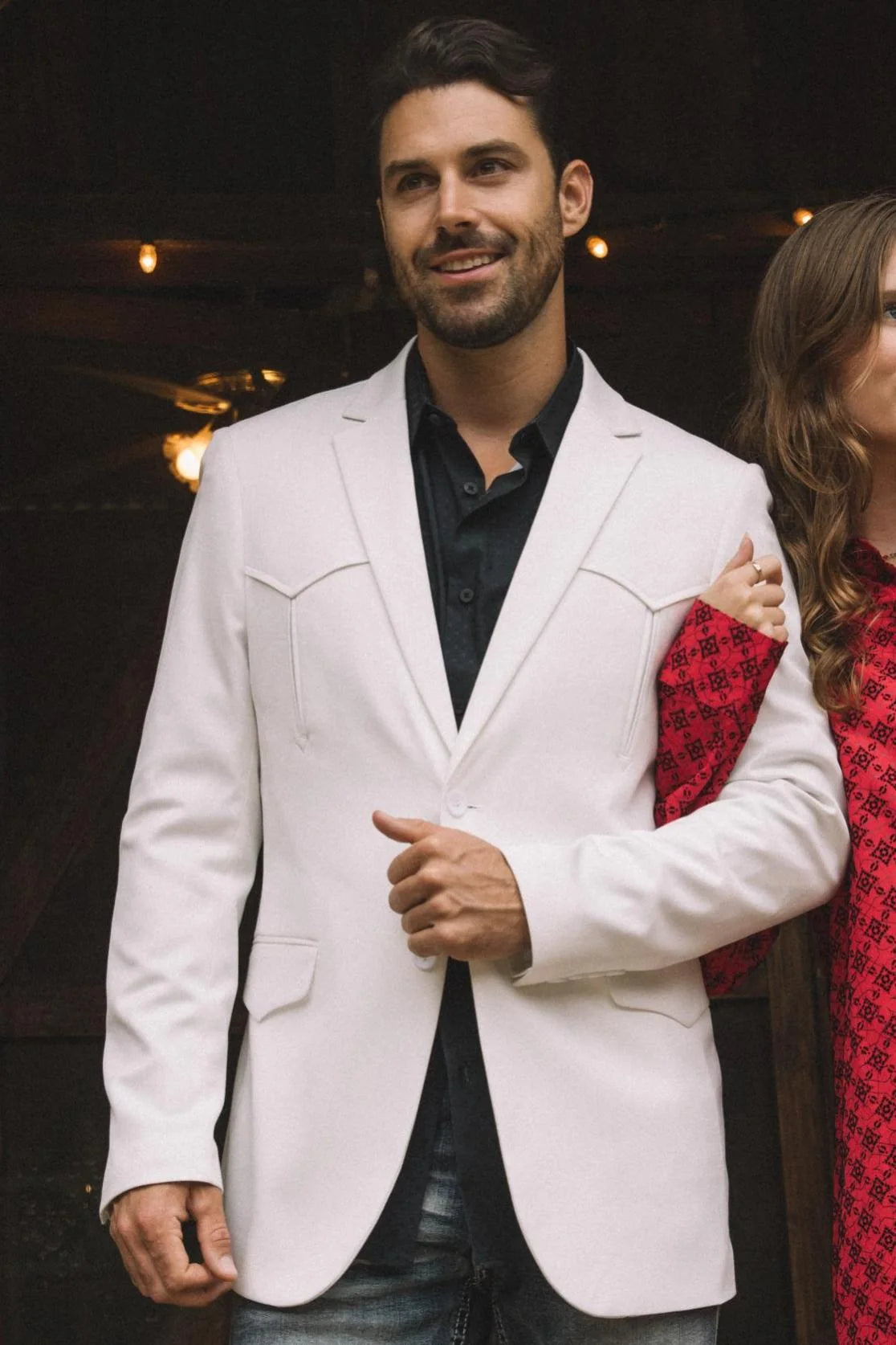 Double Button Western Blazer BEIGE BLW10523