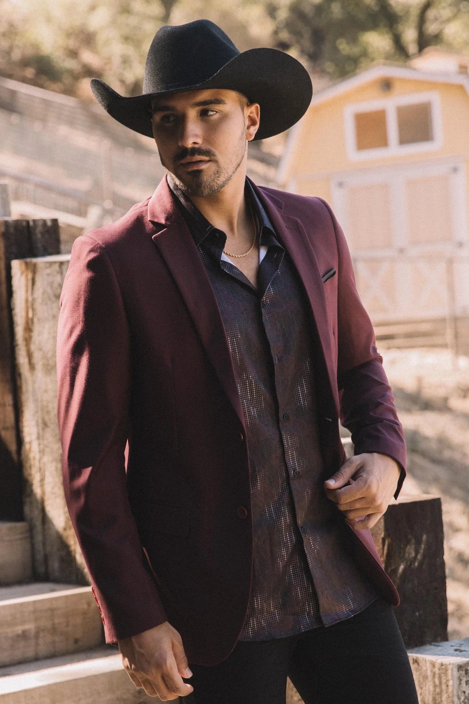 Modern Fit Stretch Blazer Burgundy BLZ11271