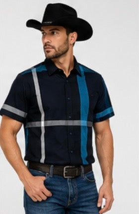 Chuxx Men's Navy Blue Short Sleeve Shirt CHS-313