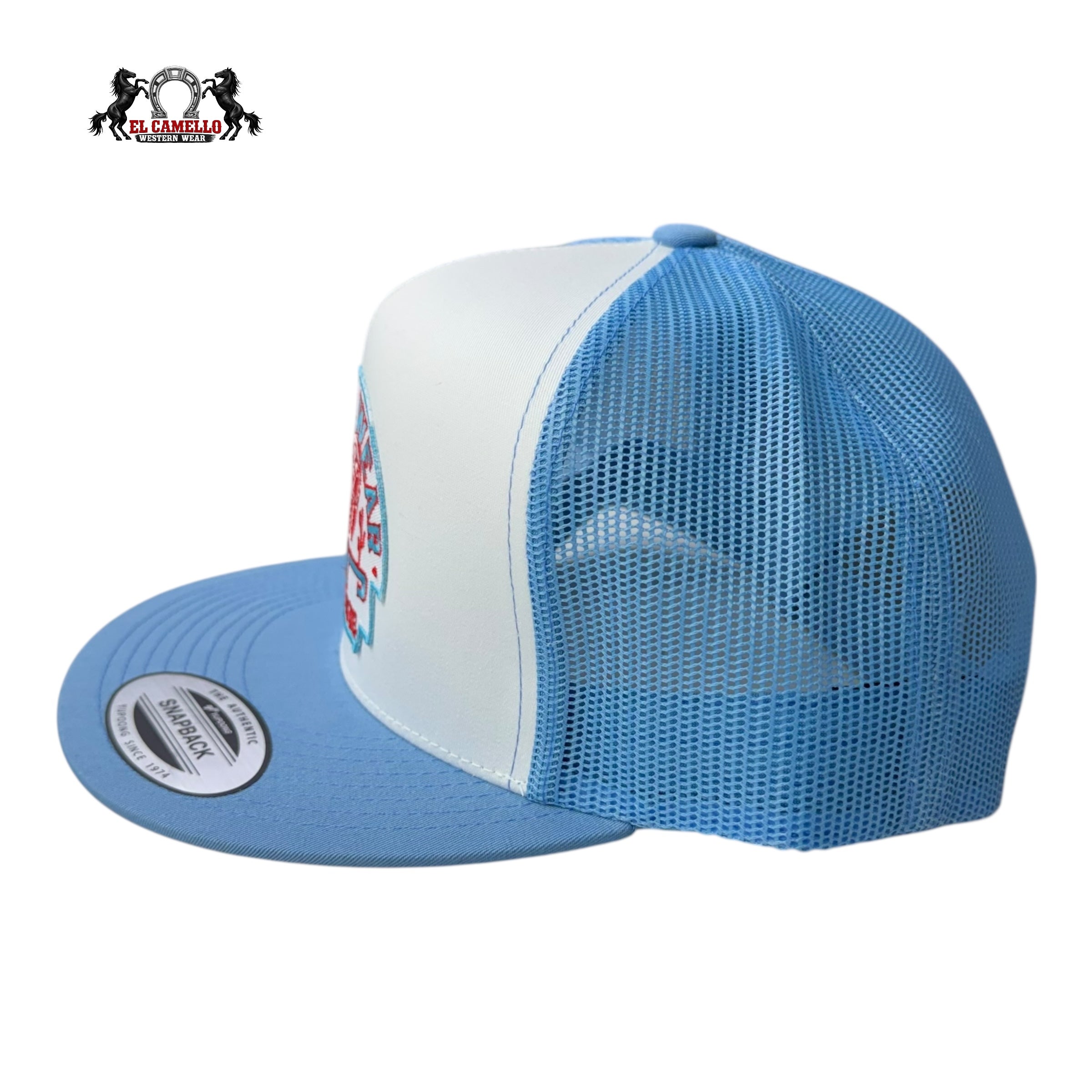 Lazy J Ranch Wear “Ranch Wear” White & Carolina Blue Snapback
