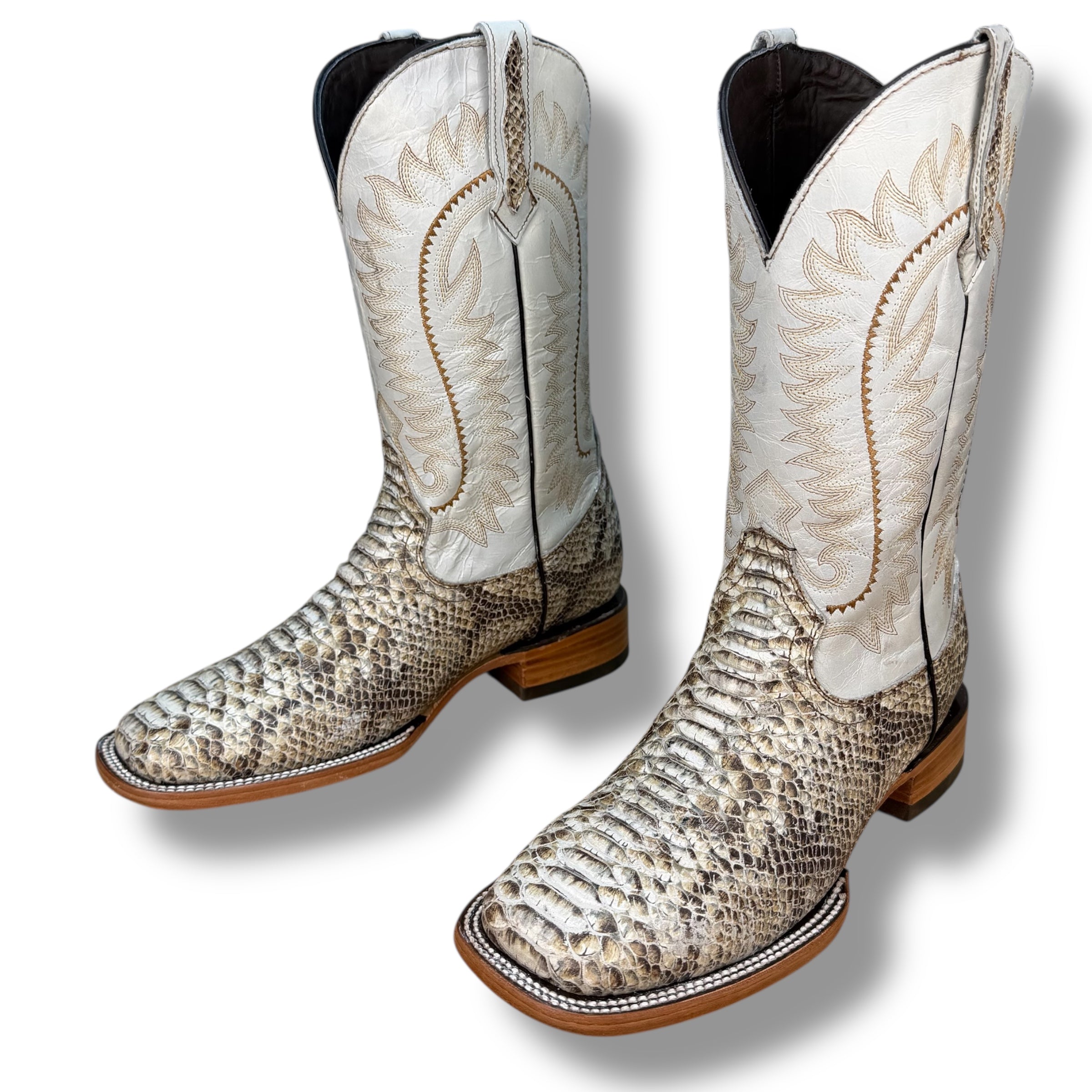 Natural Crest Python Leather Boot - Sqaure Toe