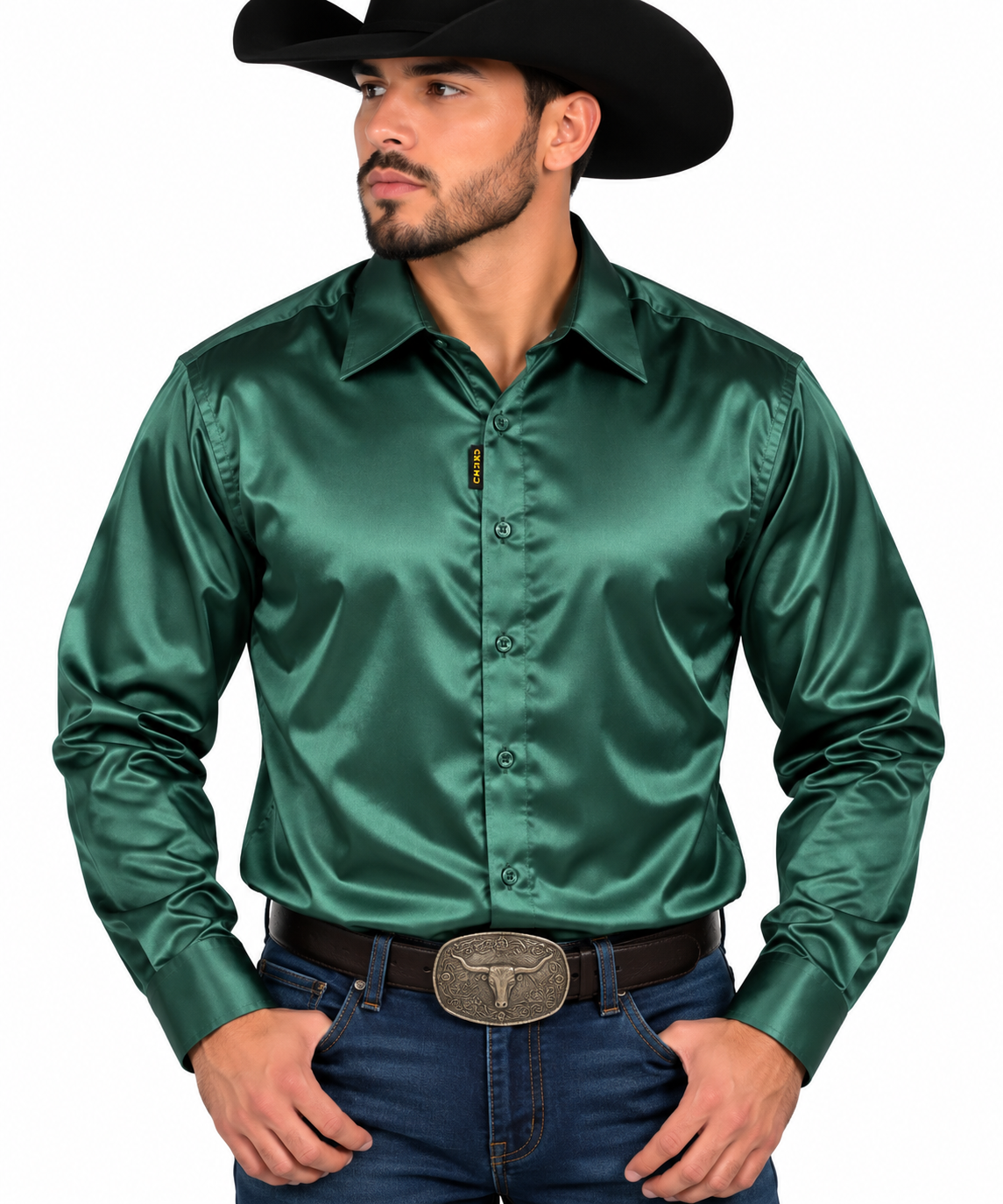 CHUXX Green Satin Long Sleeve Shirt CHLS2120
