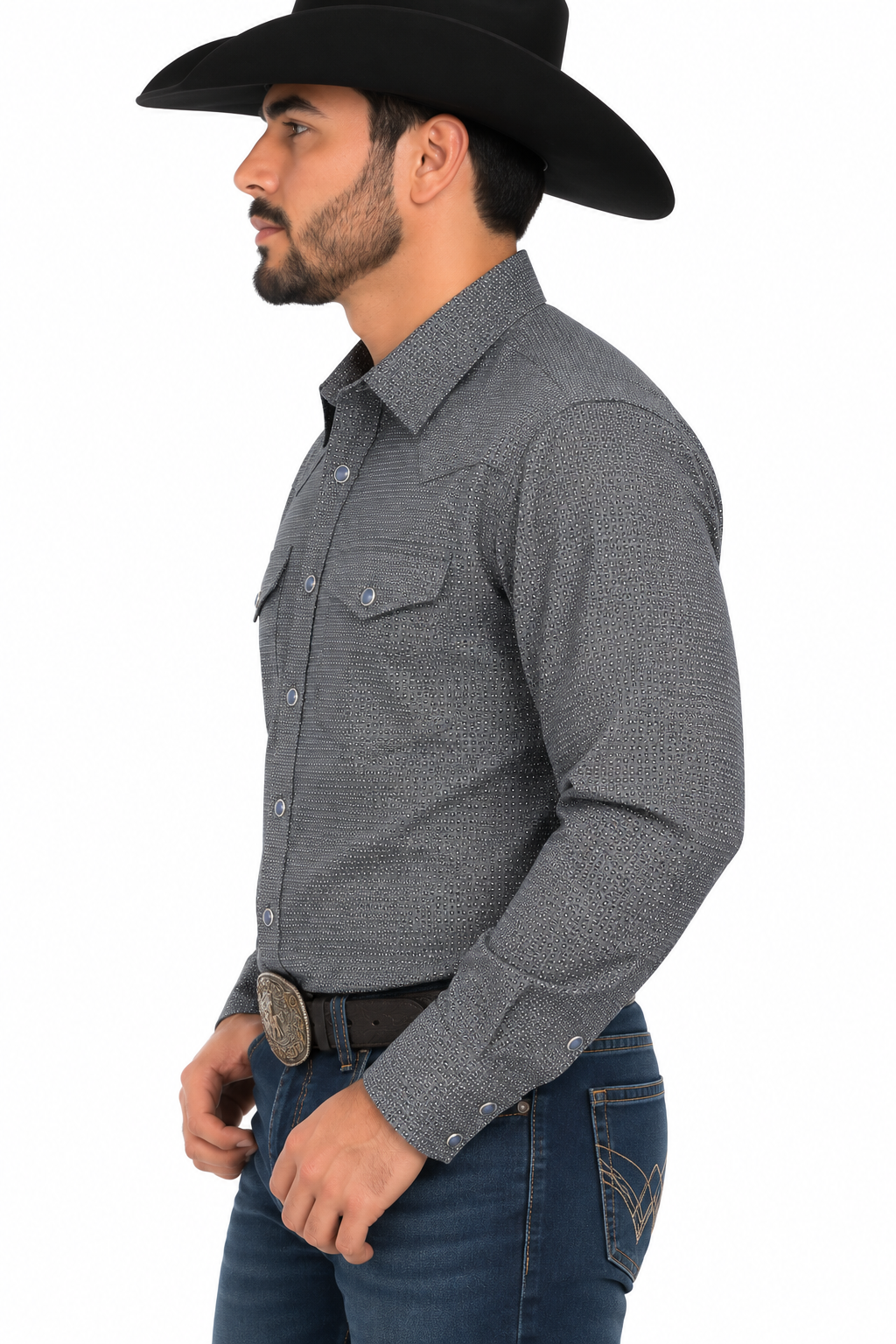 CHUXX Charcoal Geometric Western Shirt- SWP-164