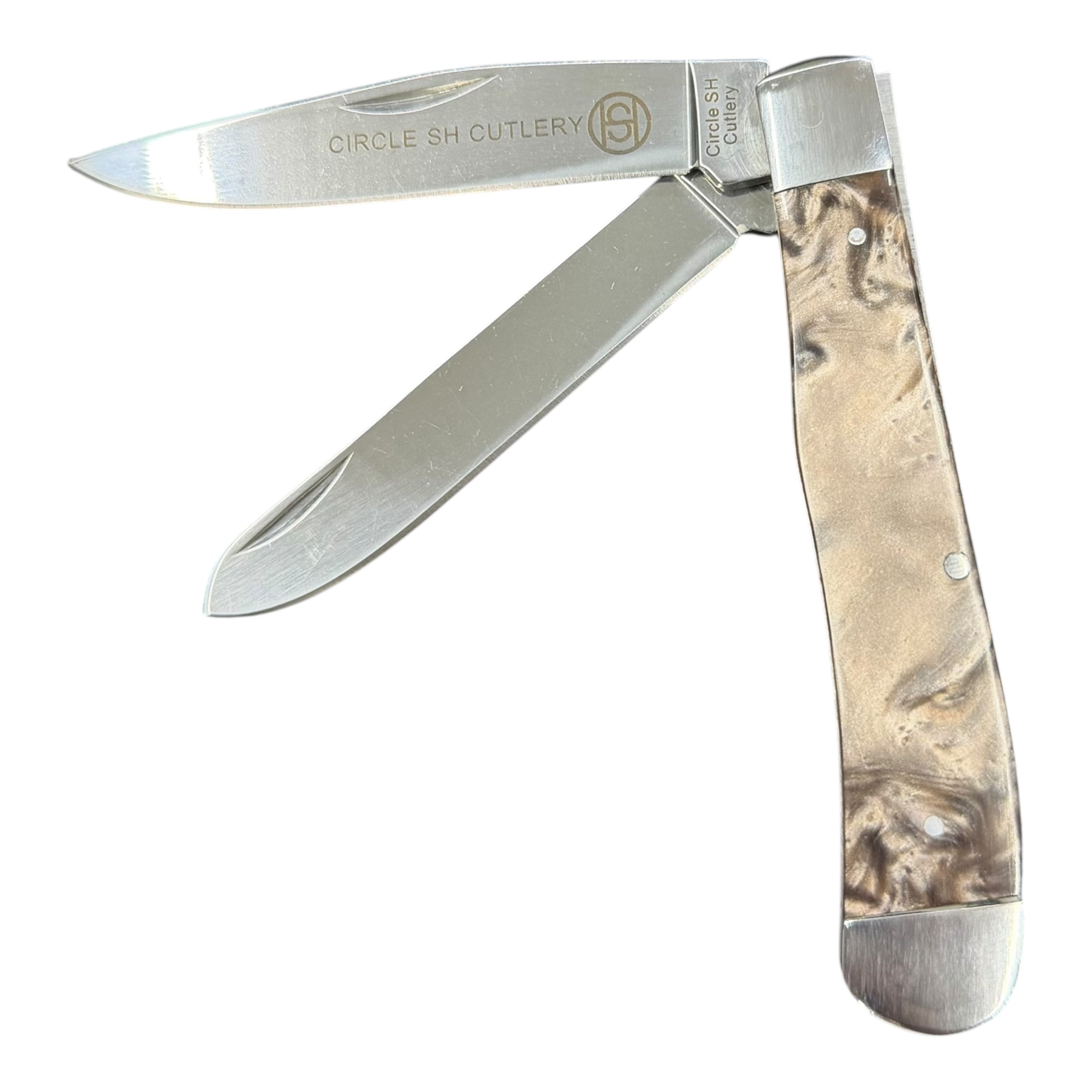 Circle SH Cutlery Trapper Pocket Knife – Marble Handle (Model OK324)