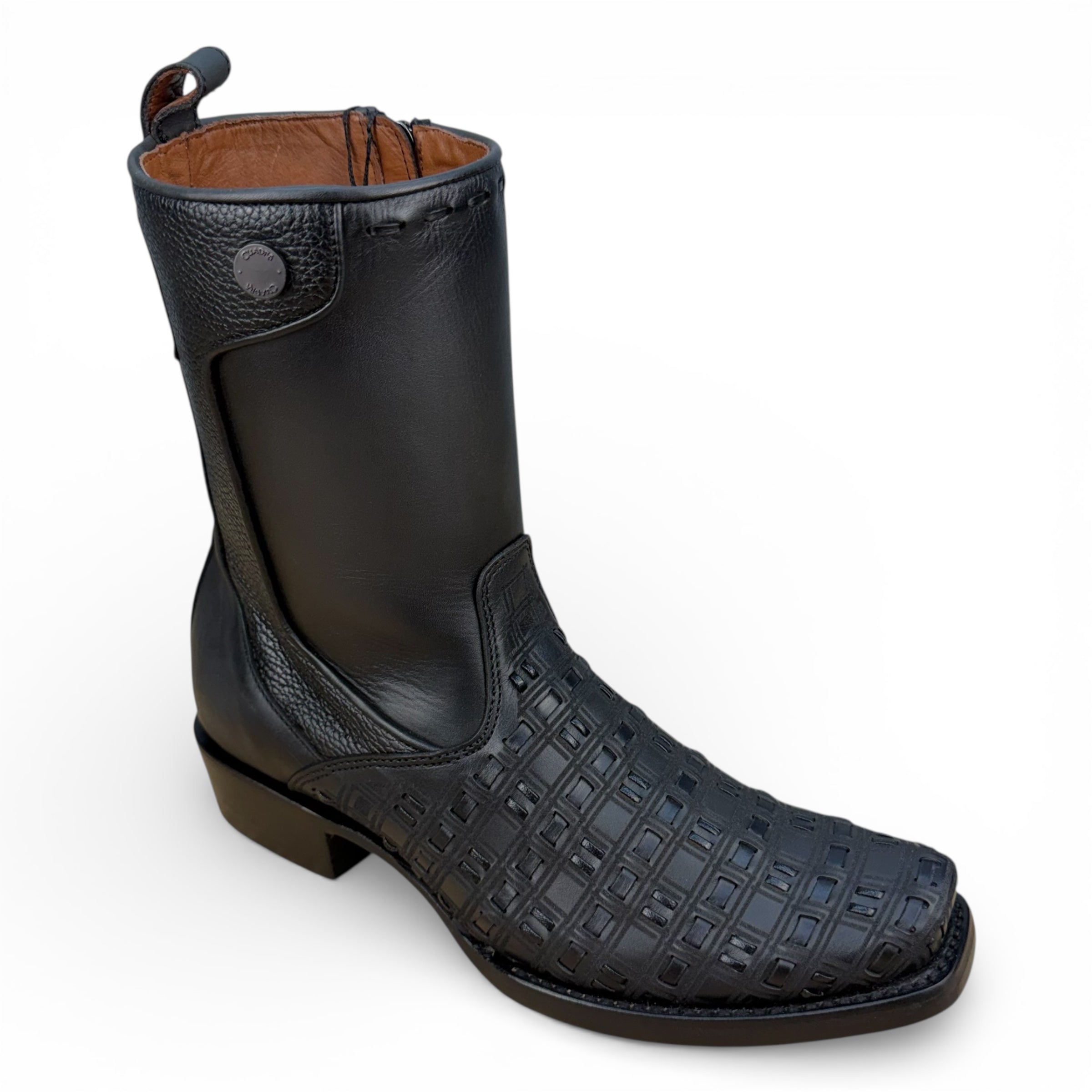 Cuadra CU941 – Black Laser-Woven Leather Boot