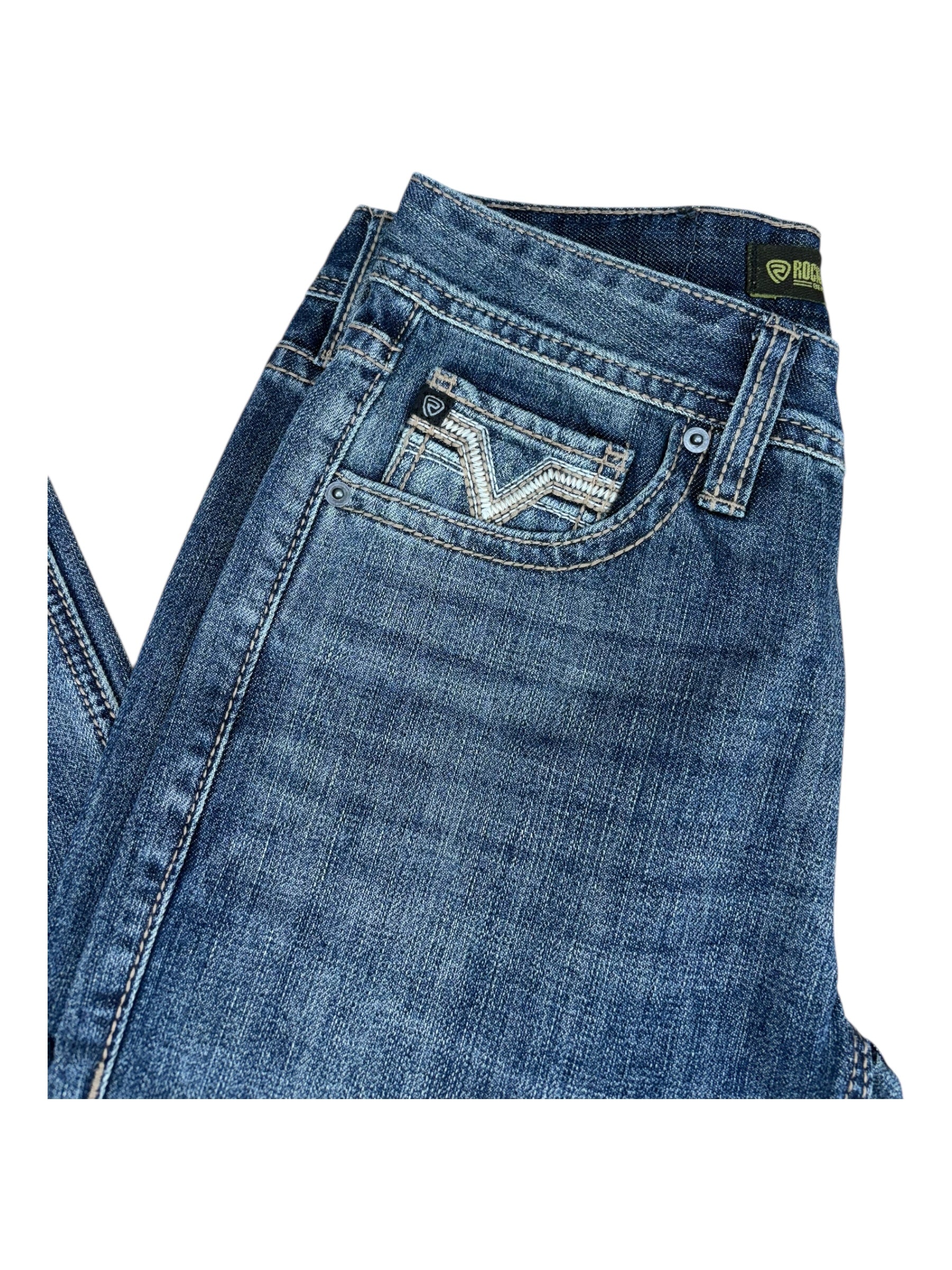 Rock & Roll Denim Men’s Pistol Regular Fit Stackable Bootcut Jeans – Medium Vintage Wash 5565