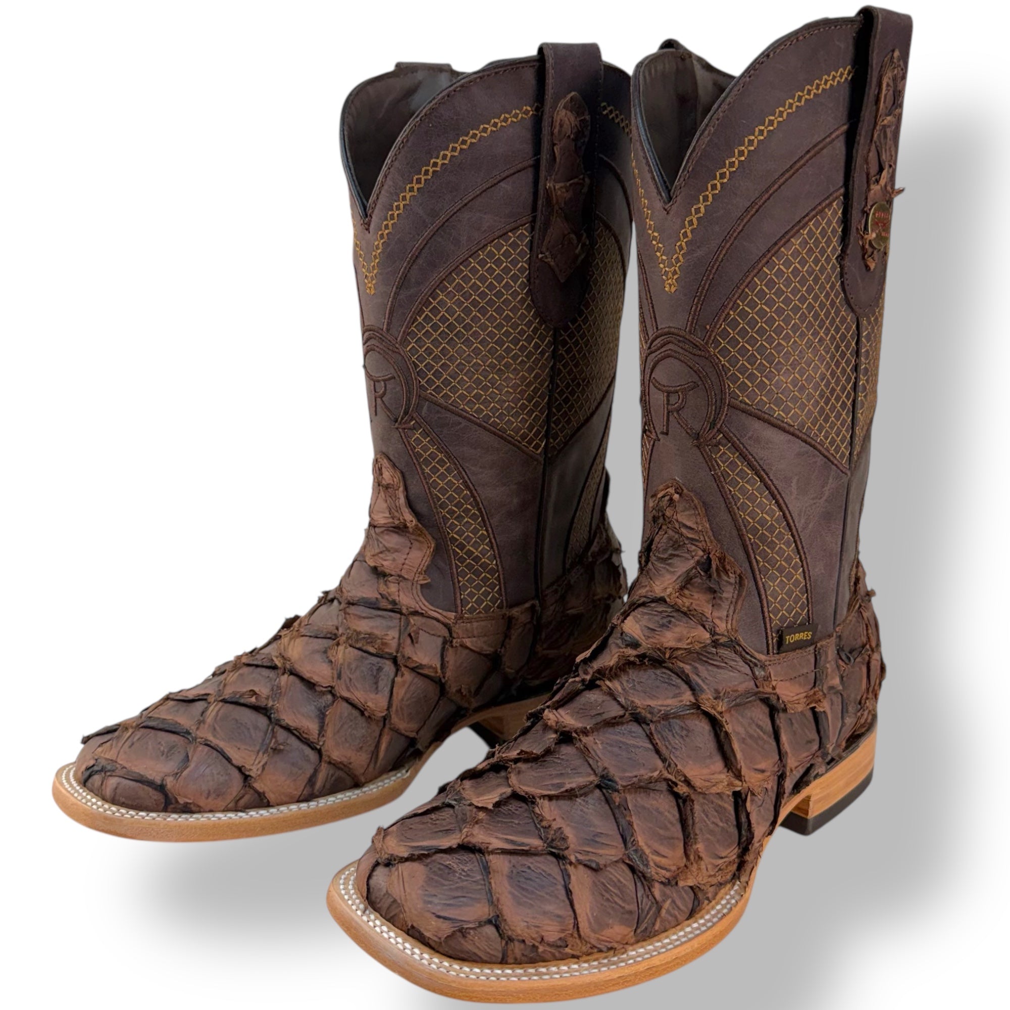 Pirarucu Café Matte Square Toe Cowboy Boot