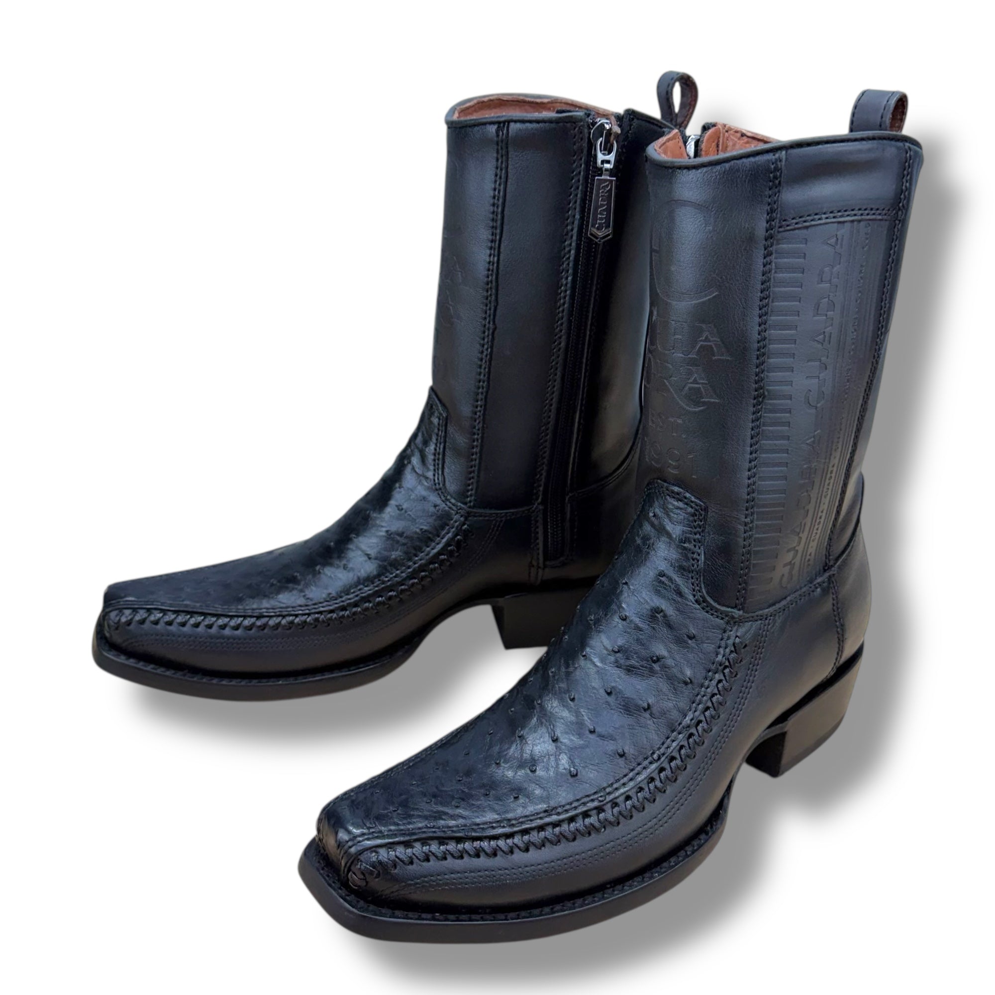Cuadra CU802 – Black Ostrich Leather Boot