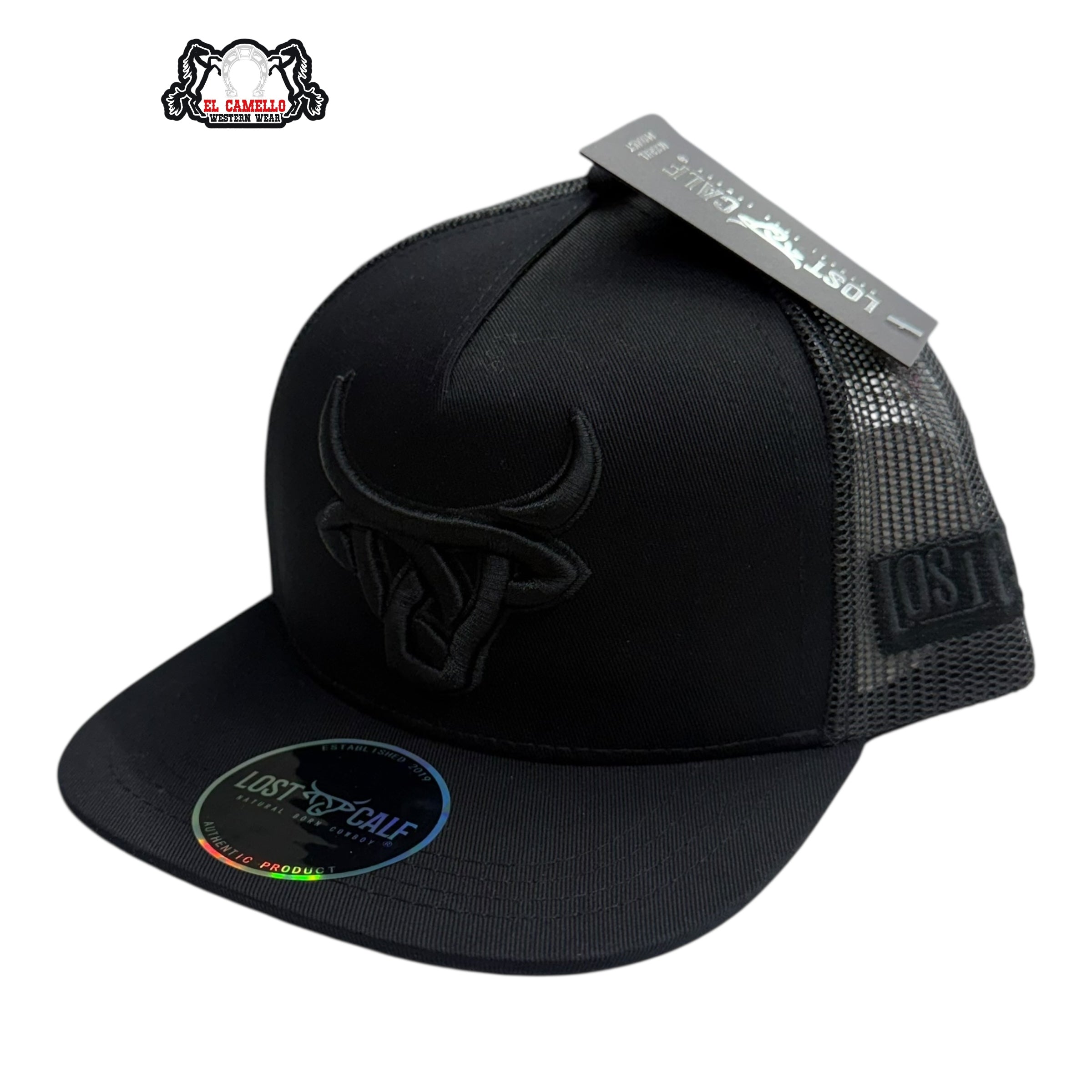 Lost Calf Kids All-Black Bull Mesh Cap LCK2003