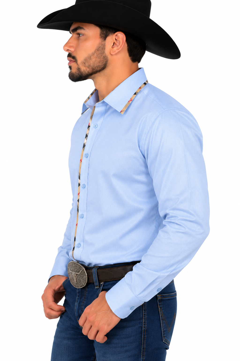 CHUXX Light Blue Contrast Trim Long Sleeve Shirt DS-010 LT