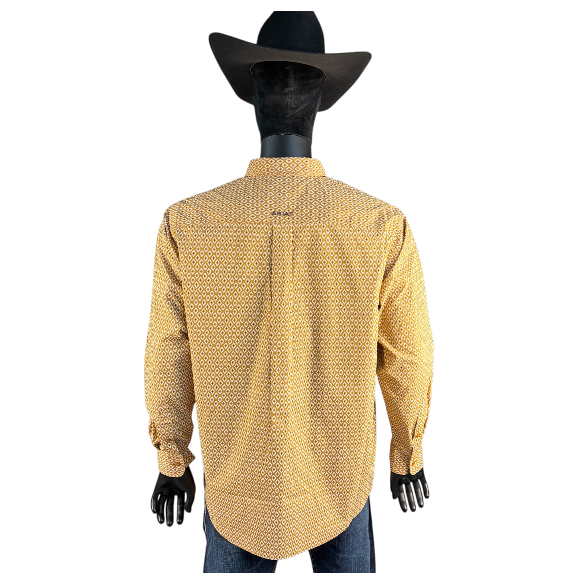 Ariat Men’s Mustard Geo Print Long Sleeve Western Shirt