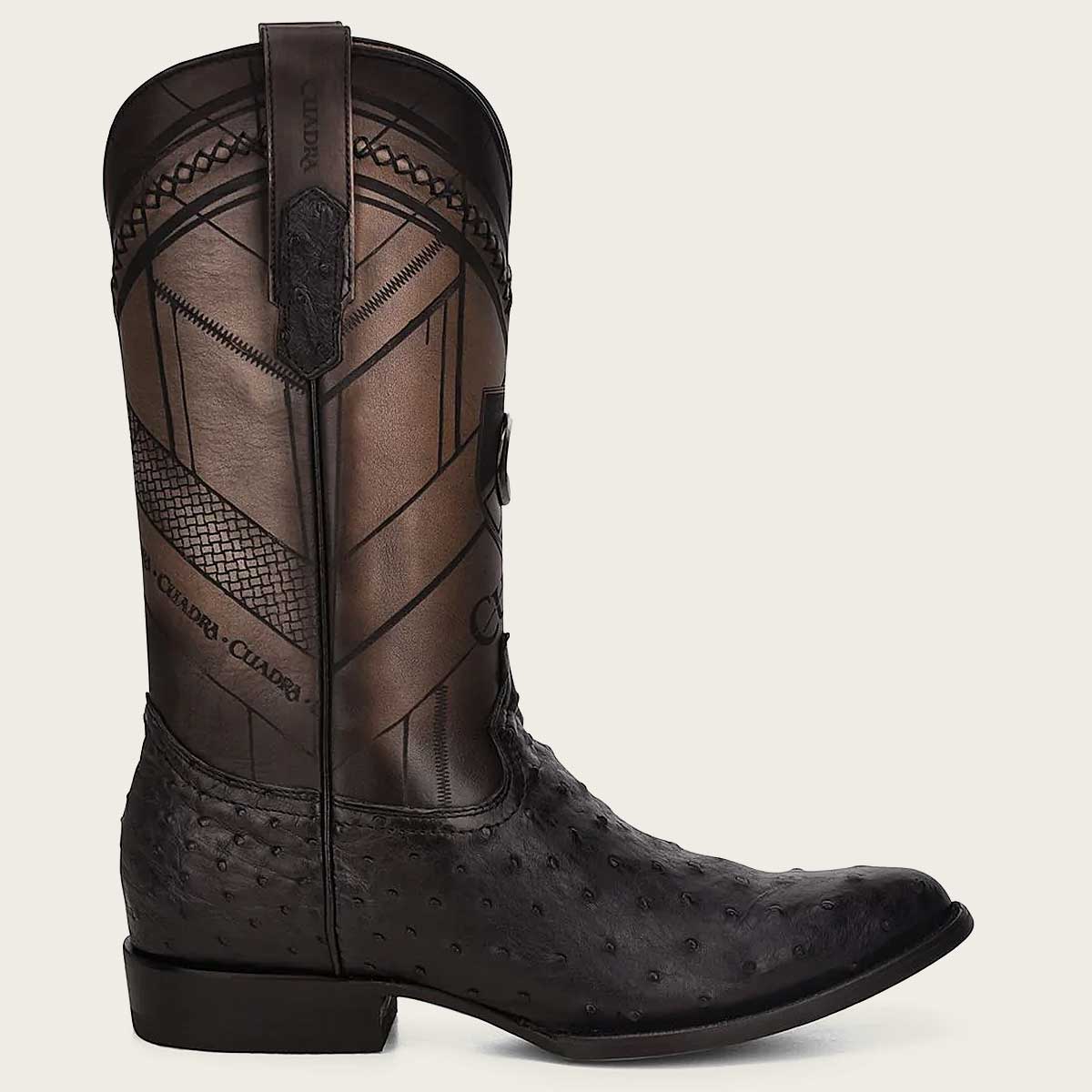 CU554 Engraved ostrich leather western boot