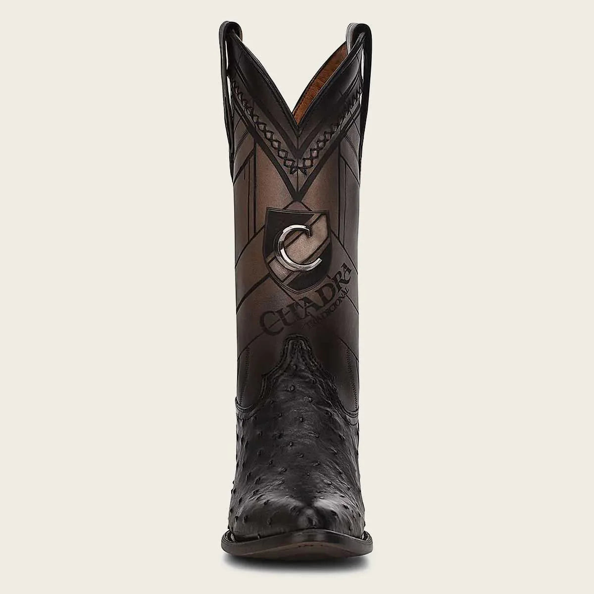 CU554 Engraved ostrich leather western boot