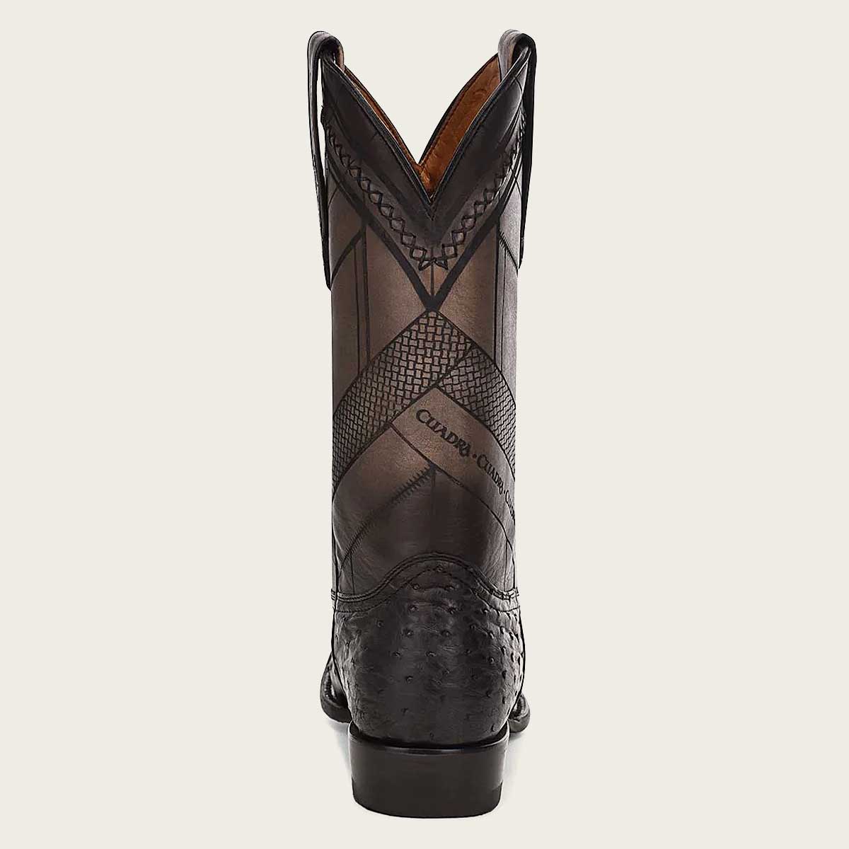 CU554 Engraved ostrich leather western boot