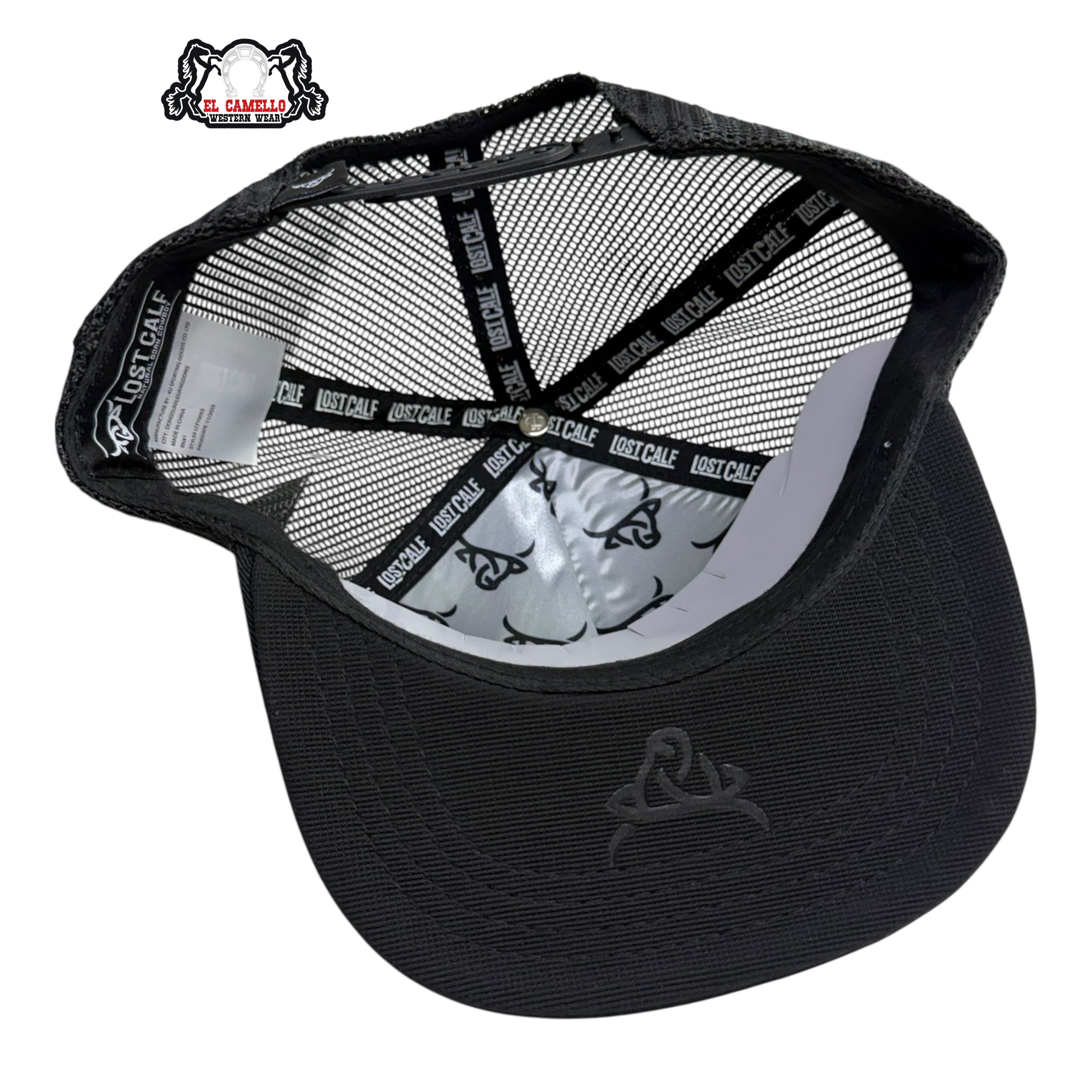 Lost Calf Kids Aztec Bull Mesh Cap – Black & White LCK2000
