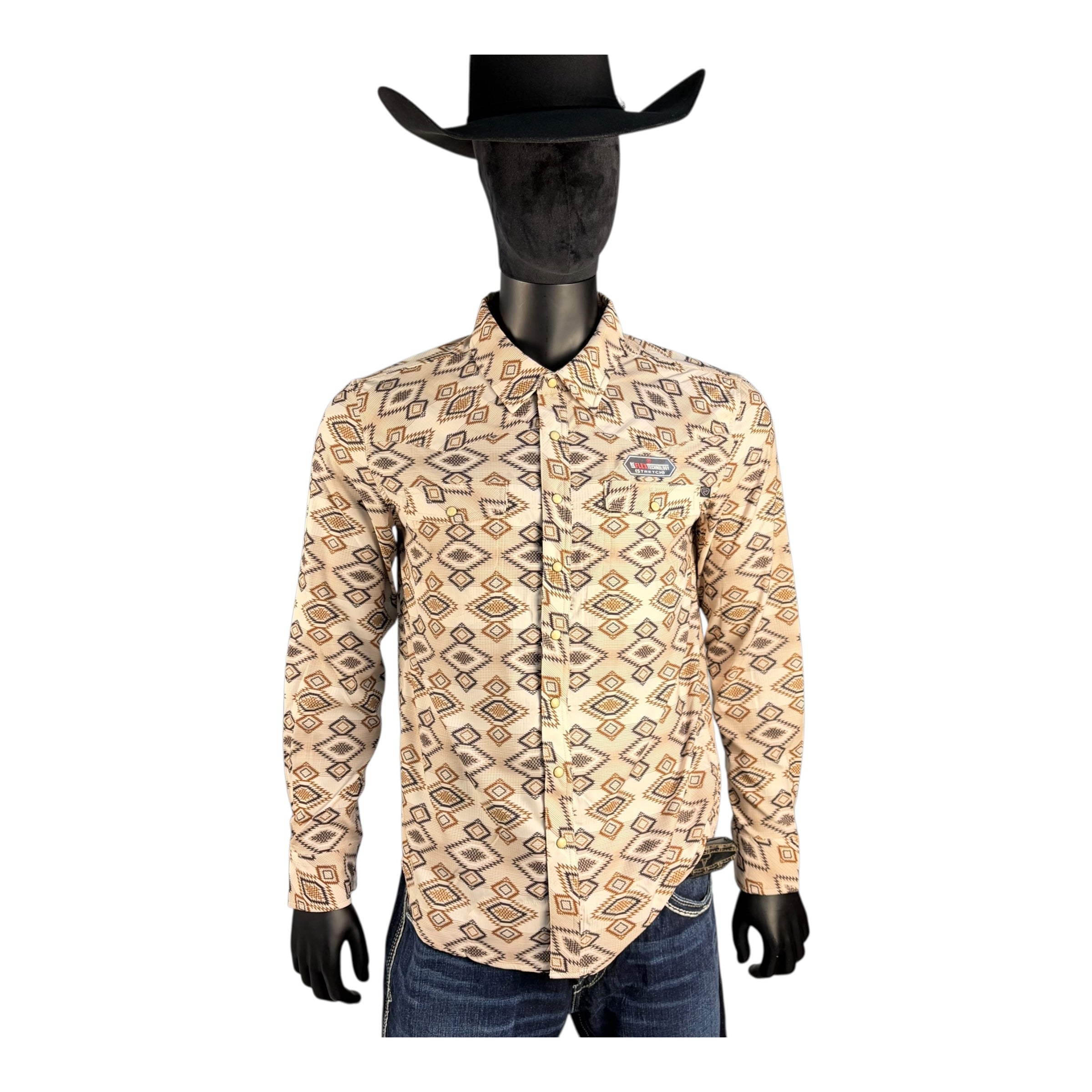 Rock & Roll Denim Men’s Southwestern Print Long Sleeve Button-Down Shirt