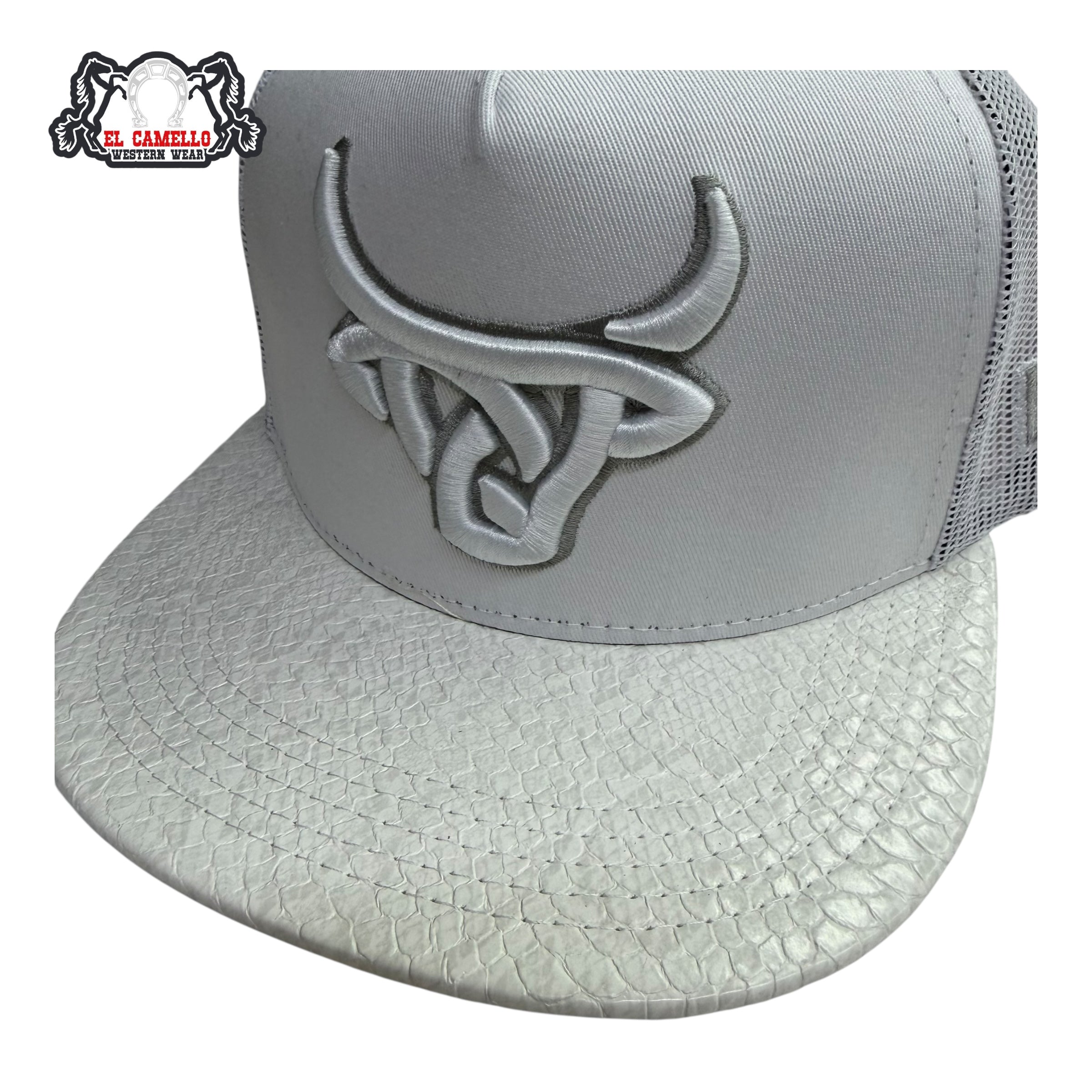 Lost Calf White & Grey Bull Snake Print Mesh Cap LC1018