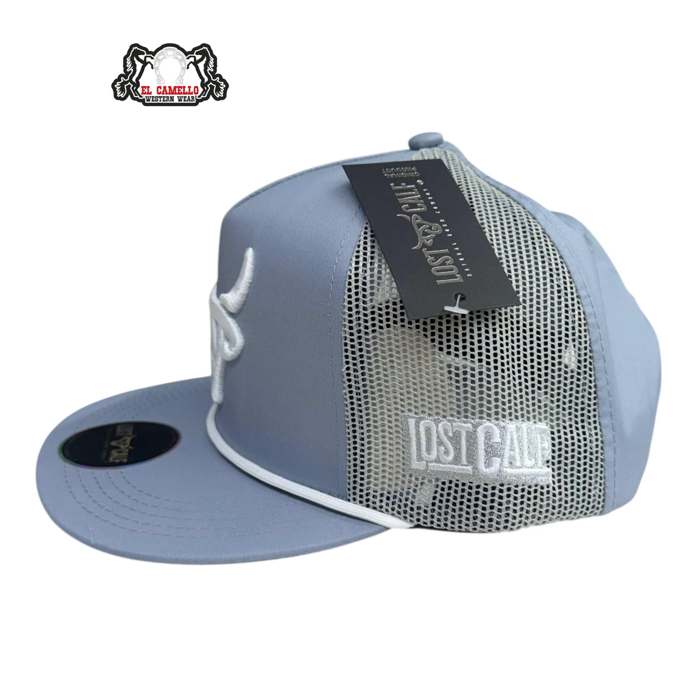 Lost Calf Grey Bull Rope Mesh Cap – Grey & White LC1013