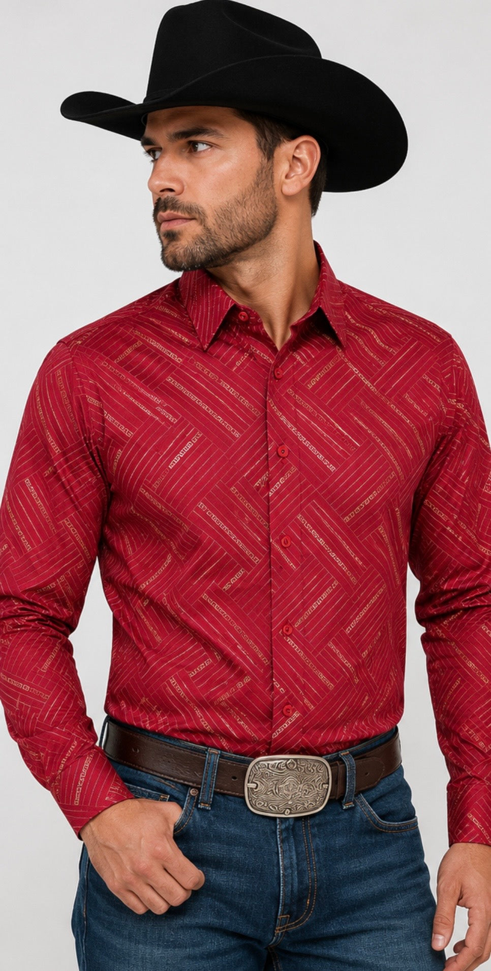Chuxx Men's Red Geometric Shirt CHLS2088
