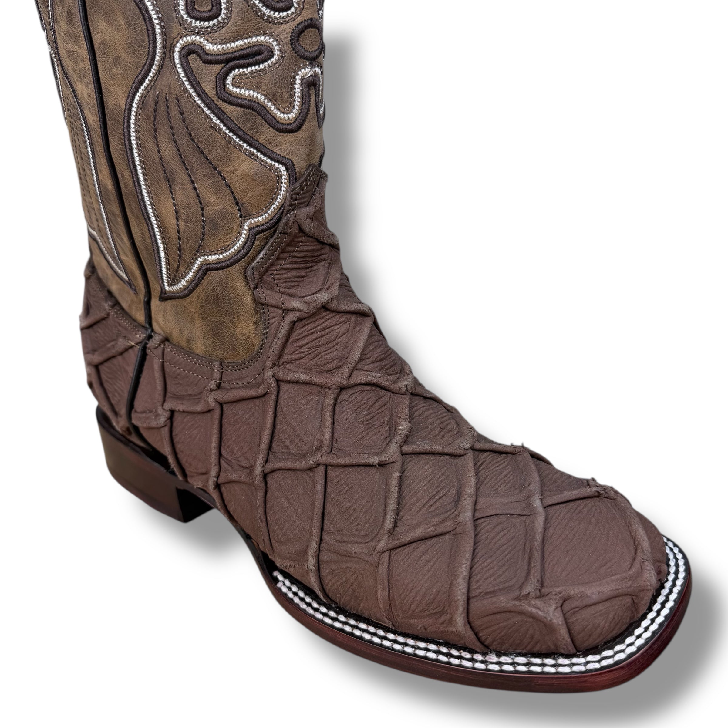 Desert Ember Matte Brown Pirarucu Leather Boots - Square Tow