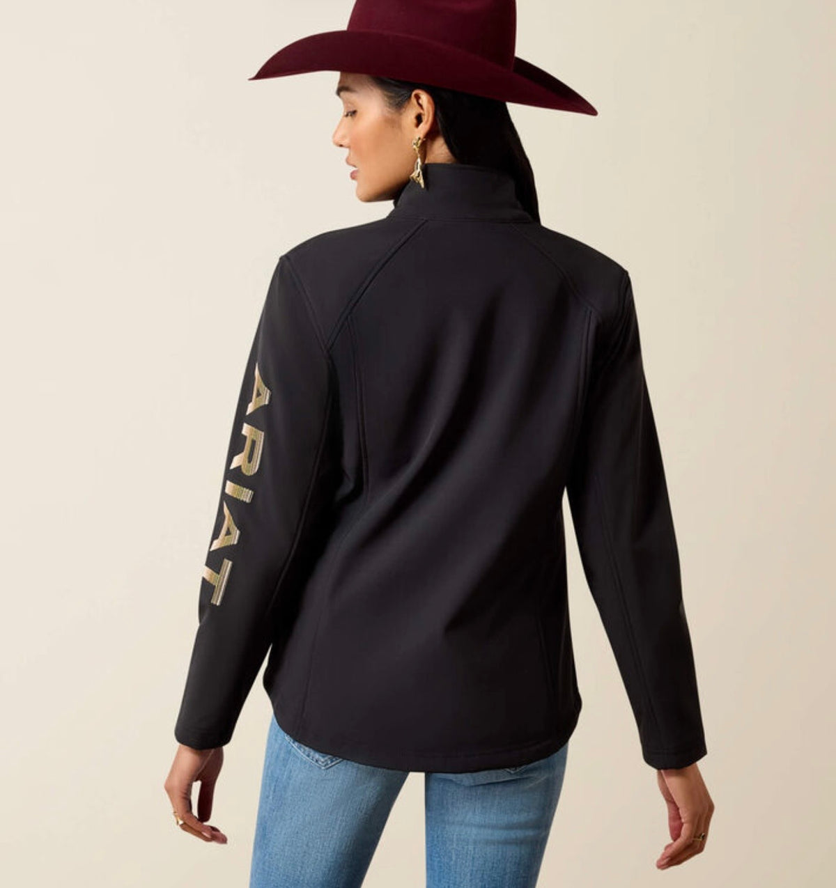 ARIAT WOMEN LOGO SOFTSHELL JKT BLACK/STONEWALL