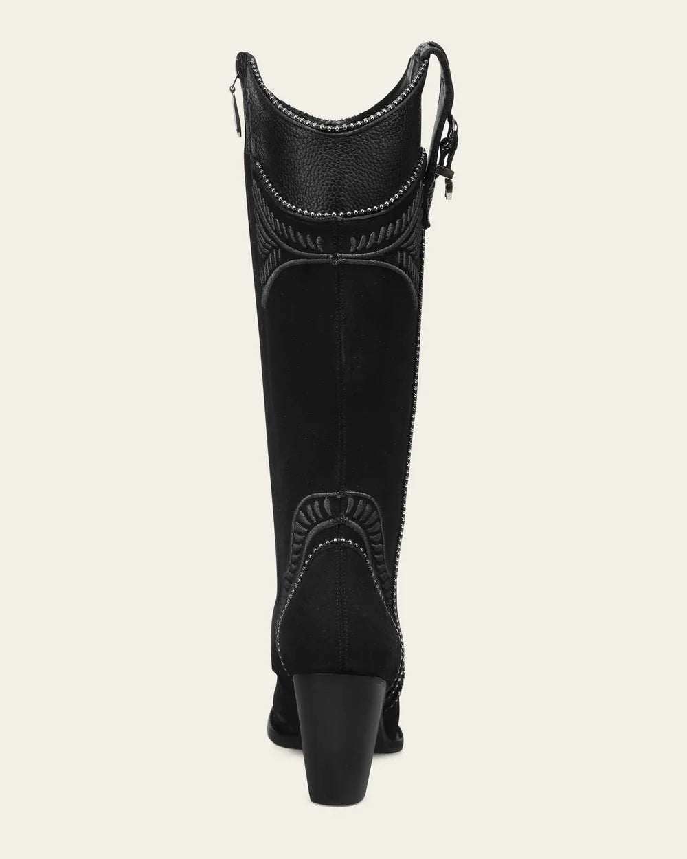 Black Knee-High Embroidered Leather Boot for Women CC357