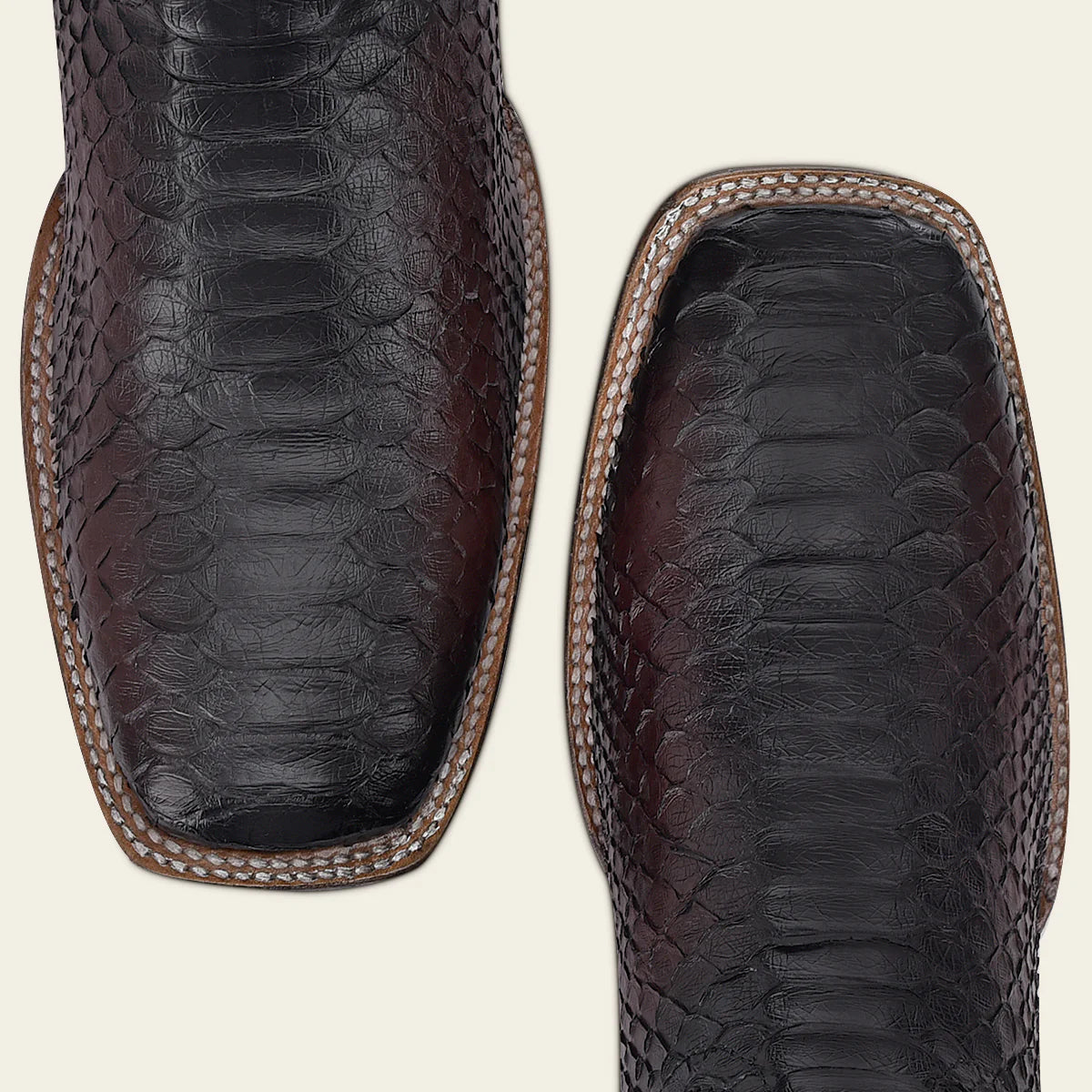 Engraved mahogany python leather western boot