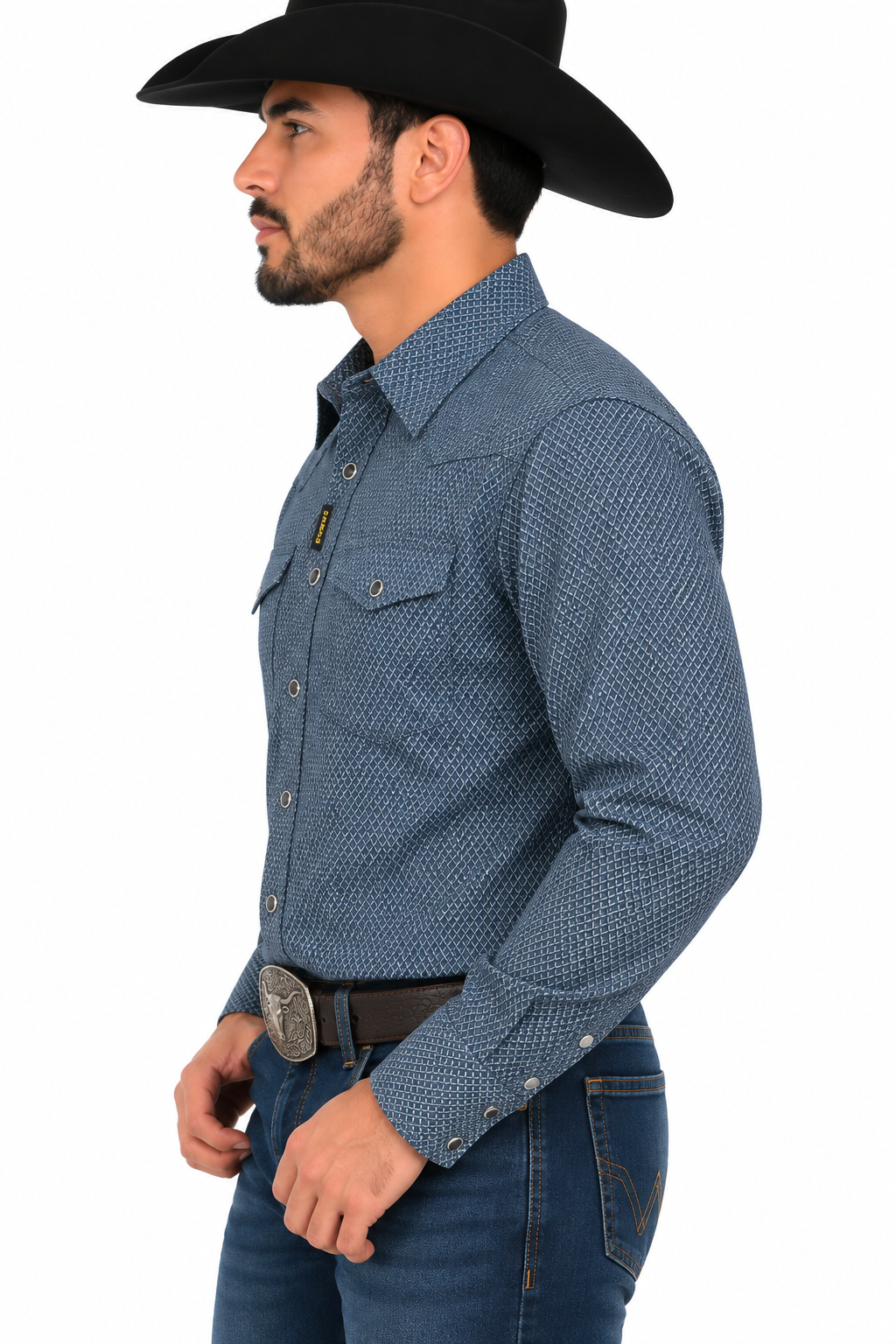 CHUXX Charcoal Blue Micro-Pattern Western Shirt SWP-162