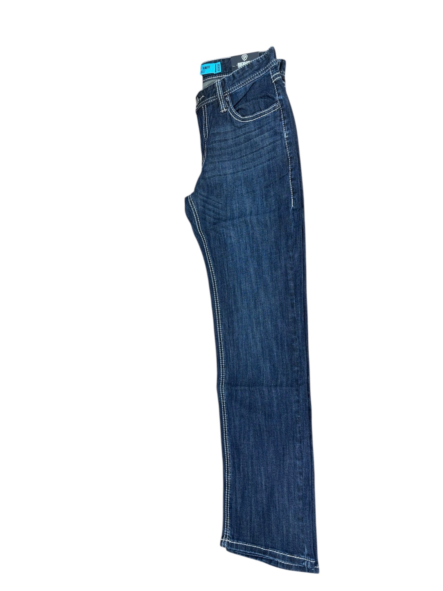 Rock & Roll Denim Men’s Revolver Straight Boot Jeans Slim Fit Dark Wash 2485