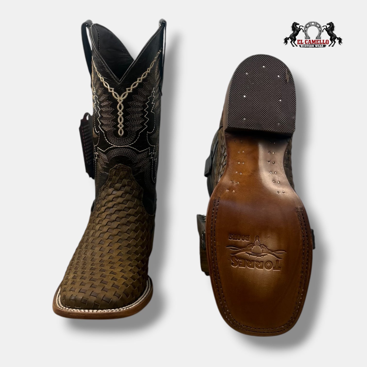 Petatillo Cafe varsa Negro Bordado Torres Boots