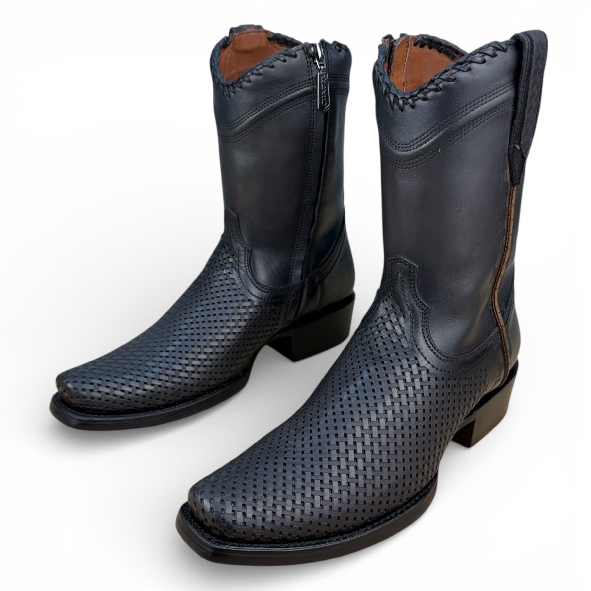Cuadra CU969 – Black Laser-Woven Leather Boot