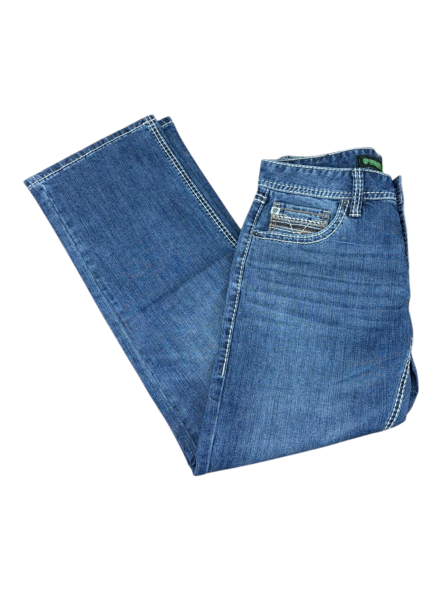 Rock & Roll Denim Men’s Pistol Regular Fit Straight Boot Jeans – Extra Mobility Denim, Medium Vintage 5570