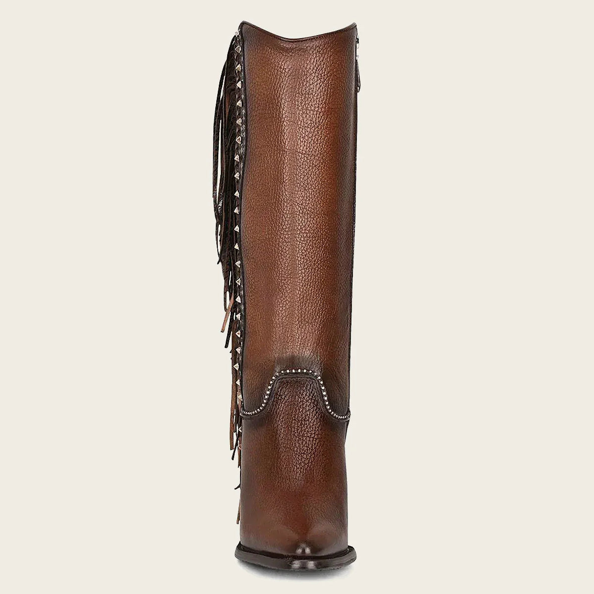 Handmade braiding brown leather boot