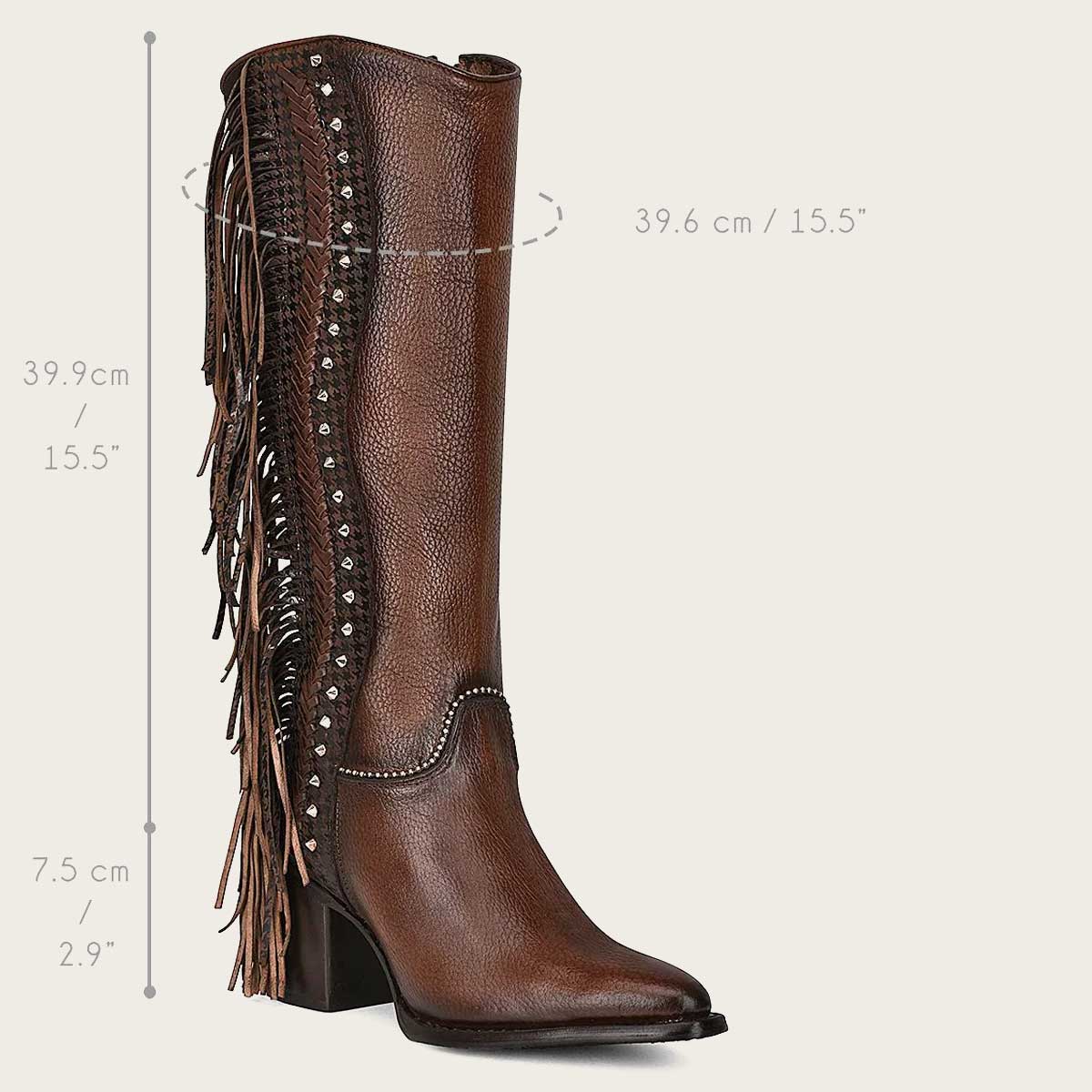 Handmade braiding brown leather boot