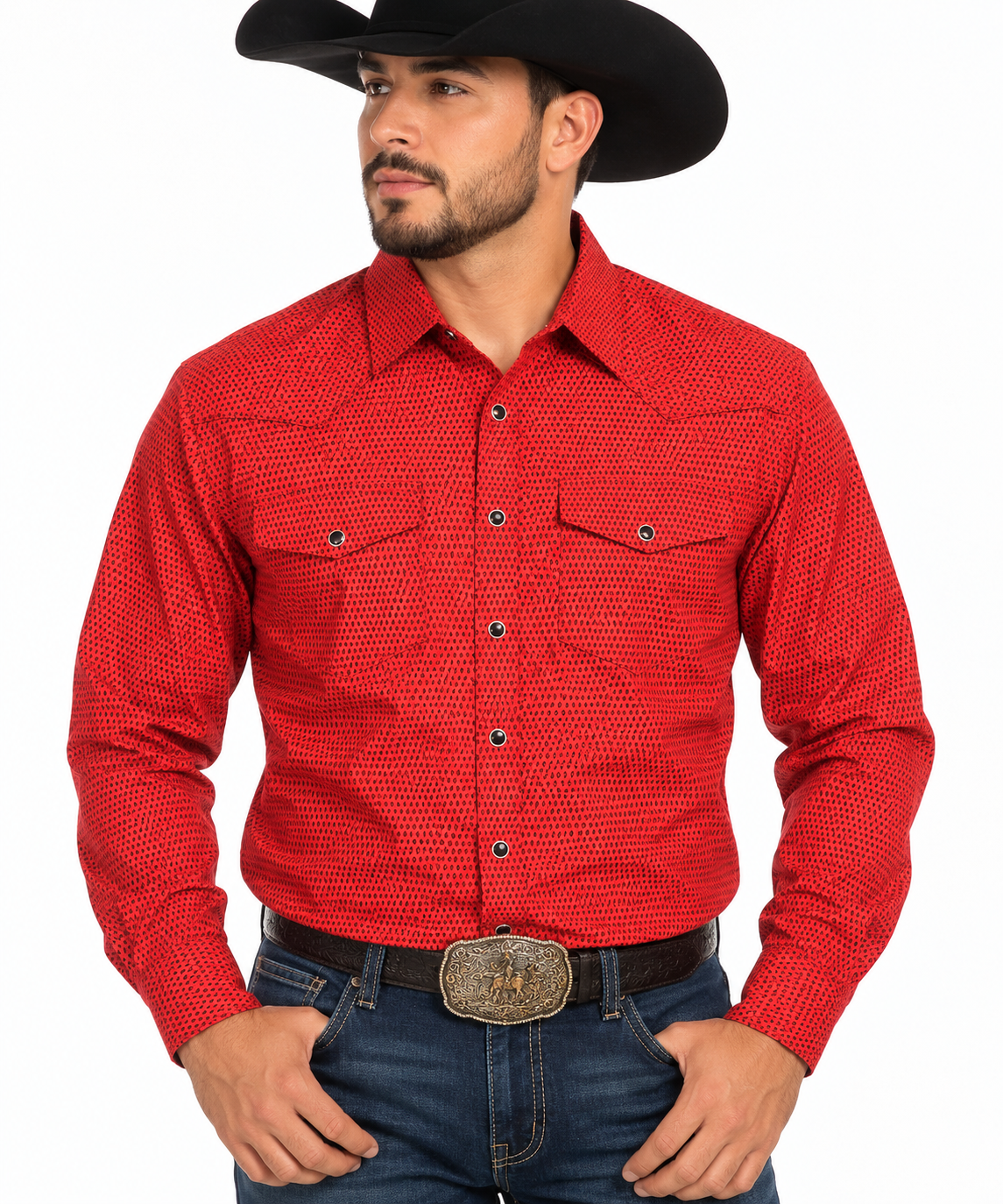 CHUXX Red Geometric Western Shirt-SWP-175