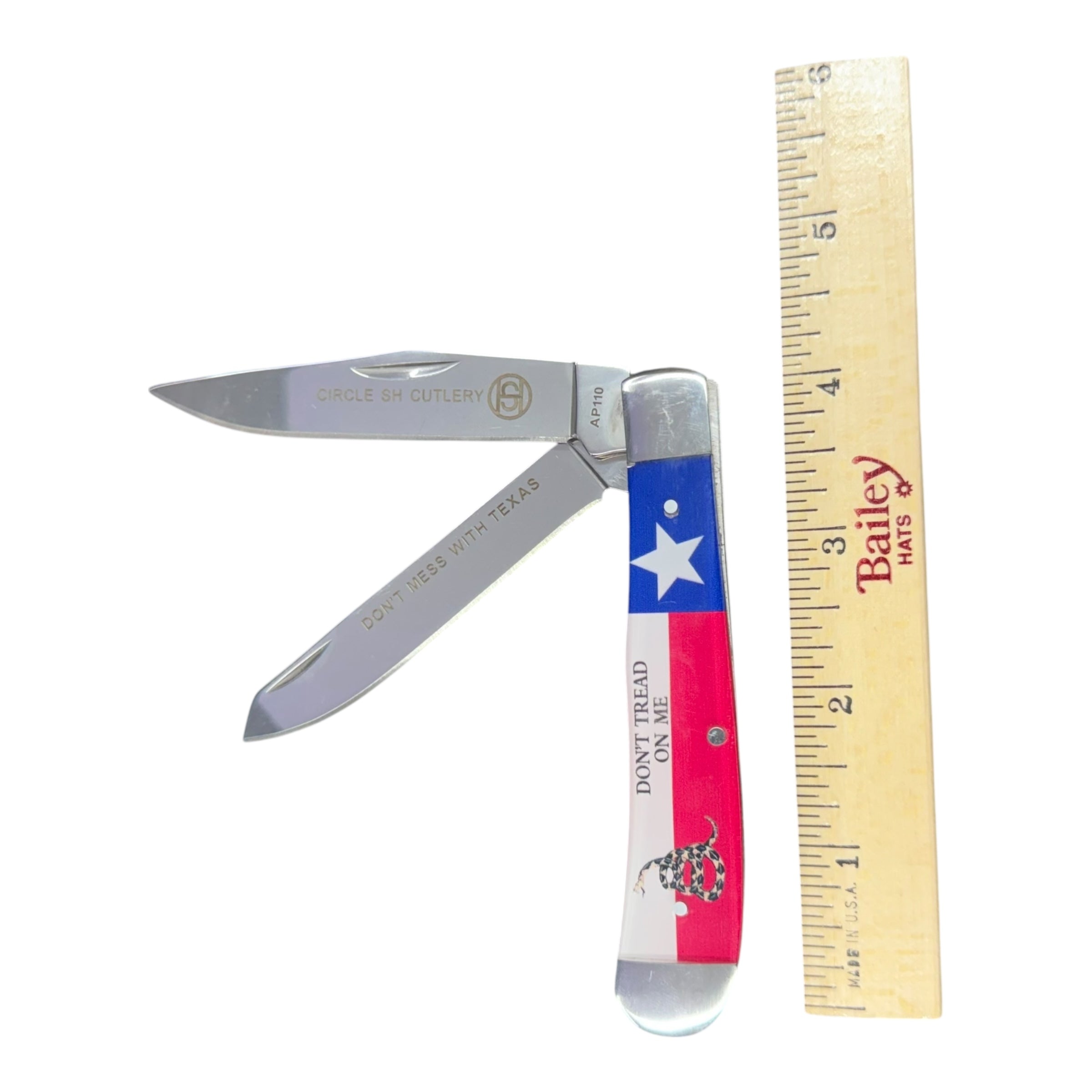 Circle SH Cutlery AP110 “Don’t Tread On Me” Texas Flag Folding Pocket Knife