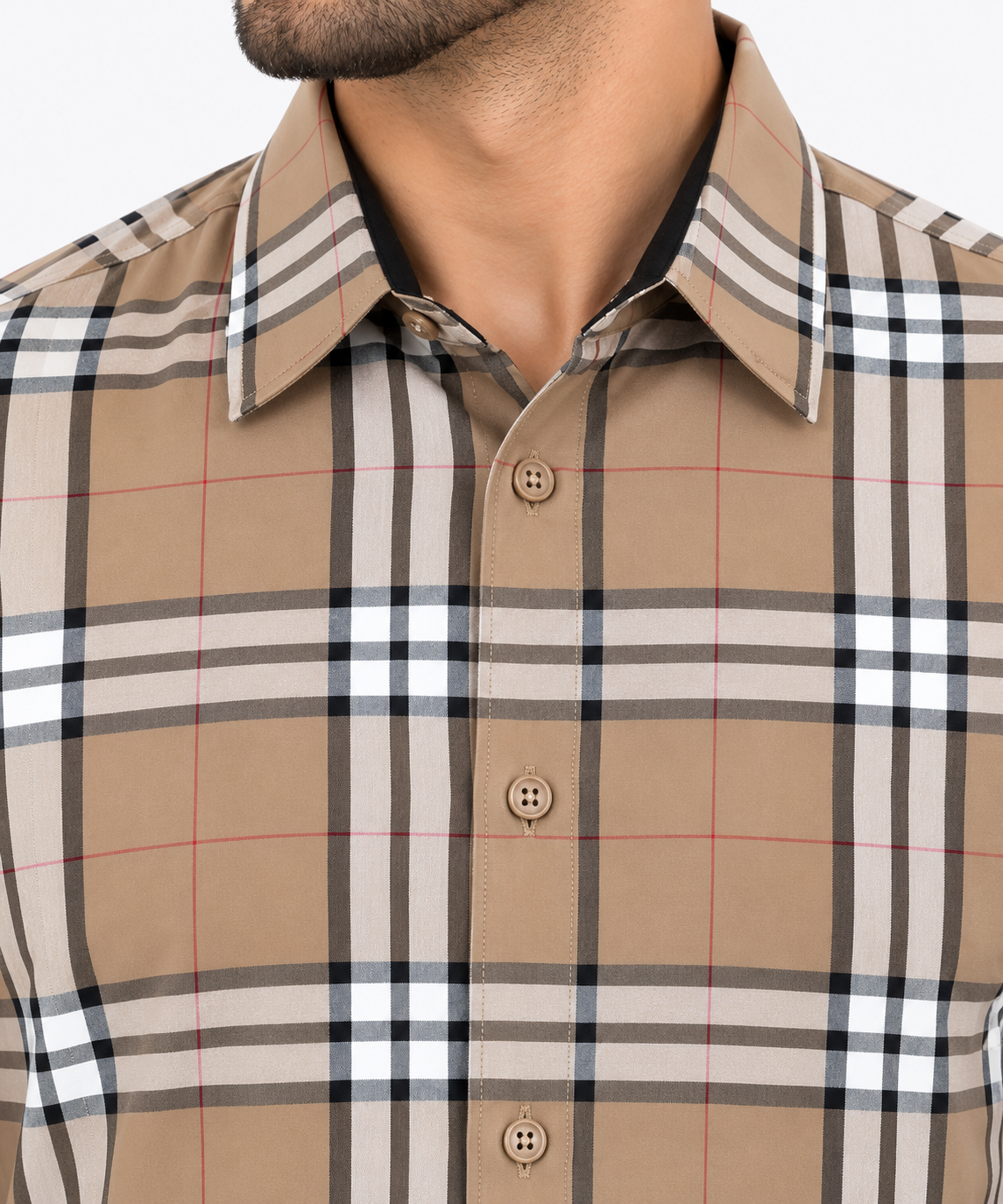 Baldelli Men’s Khaki Plaid Long Sleeve Shirt CH301