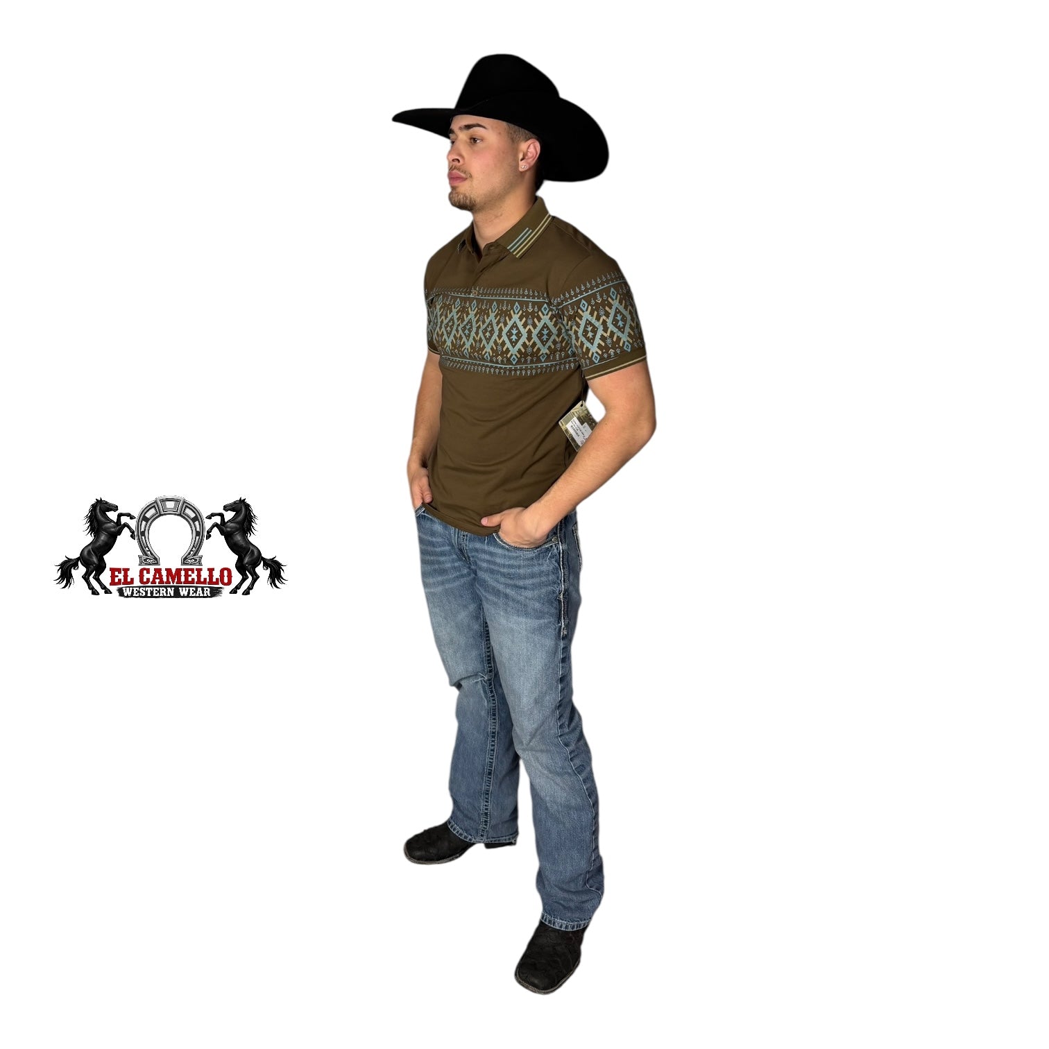 MT-36022 Brown Western Pattern Polo